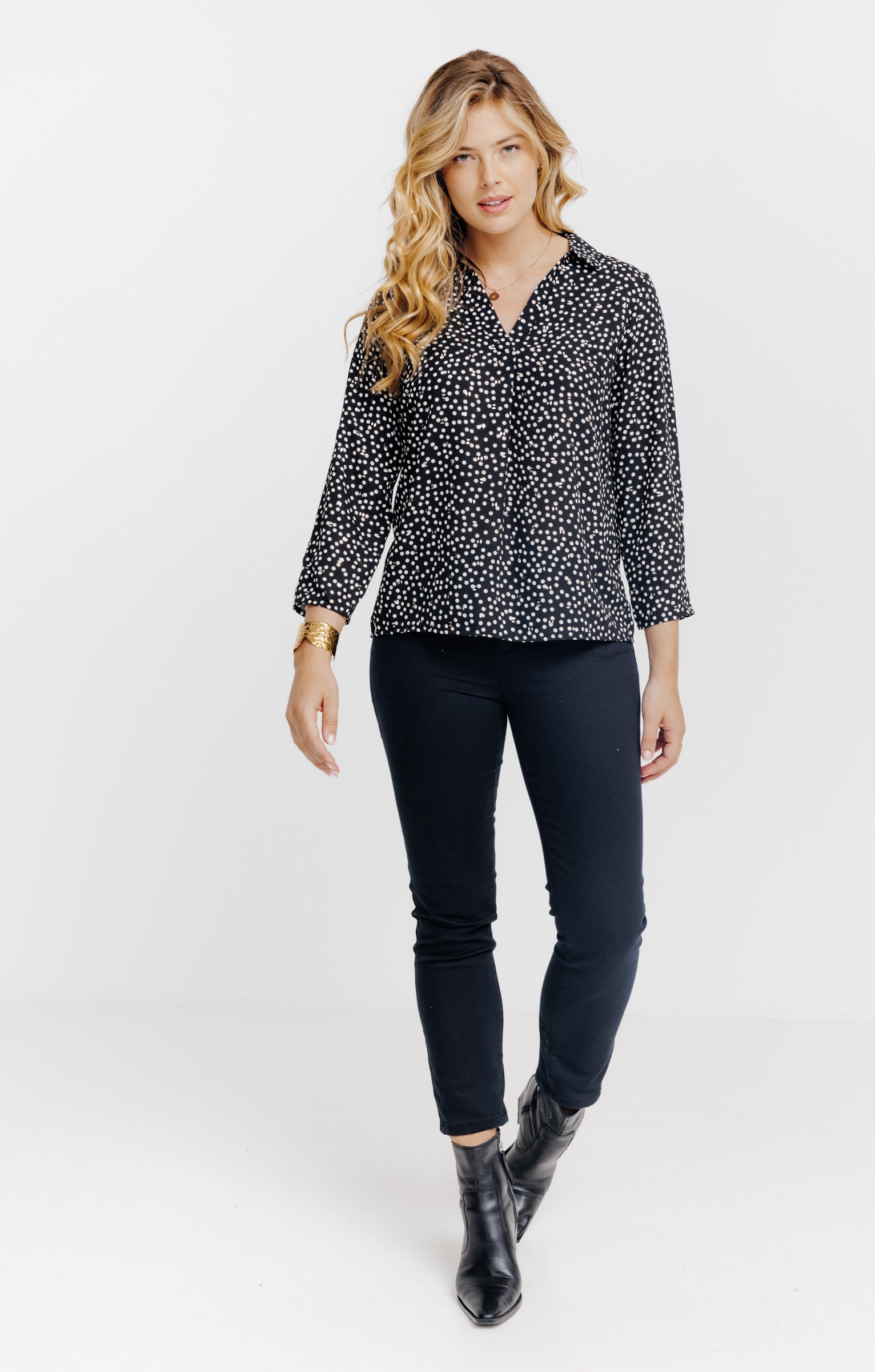 TUNIQUE IMPRIMEE MOTIF POIS - NOIR