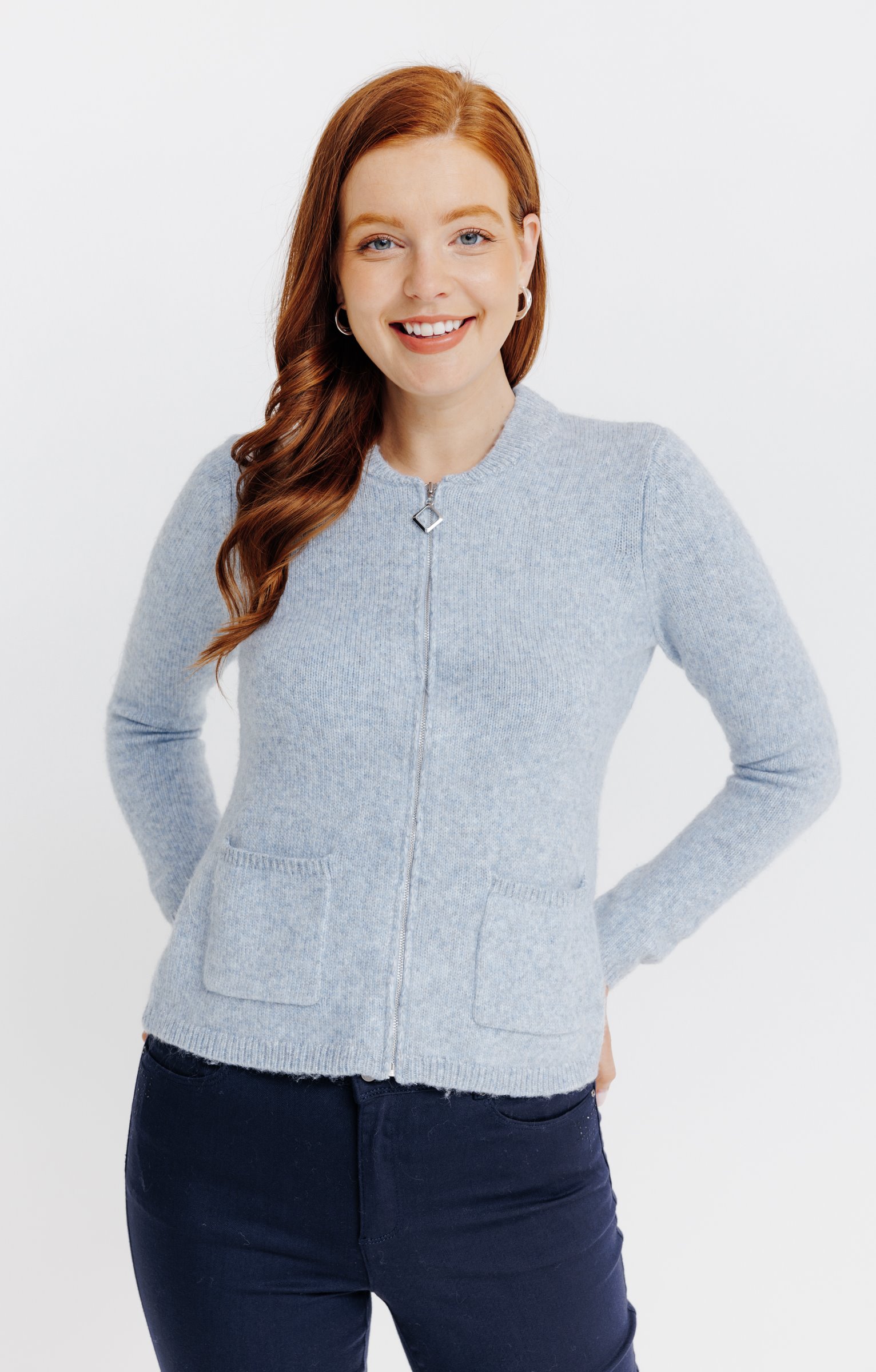 Cardigan zippé  - BLEU CIEL