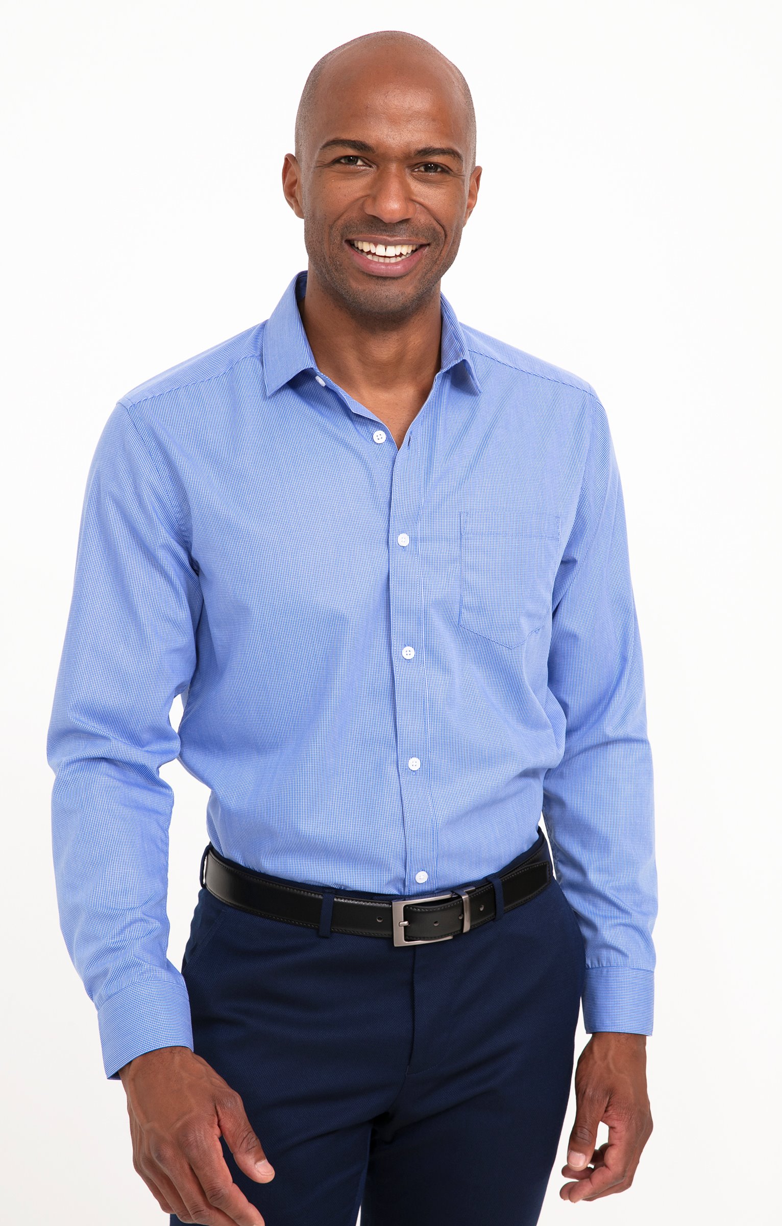 Chemise MICROCHECK coupe regular - BLEU