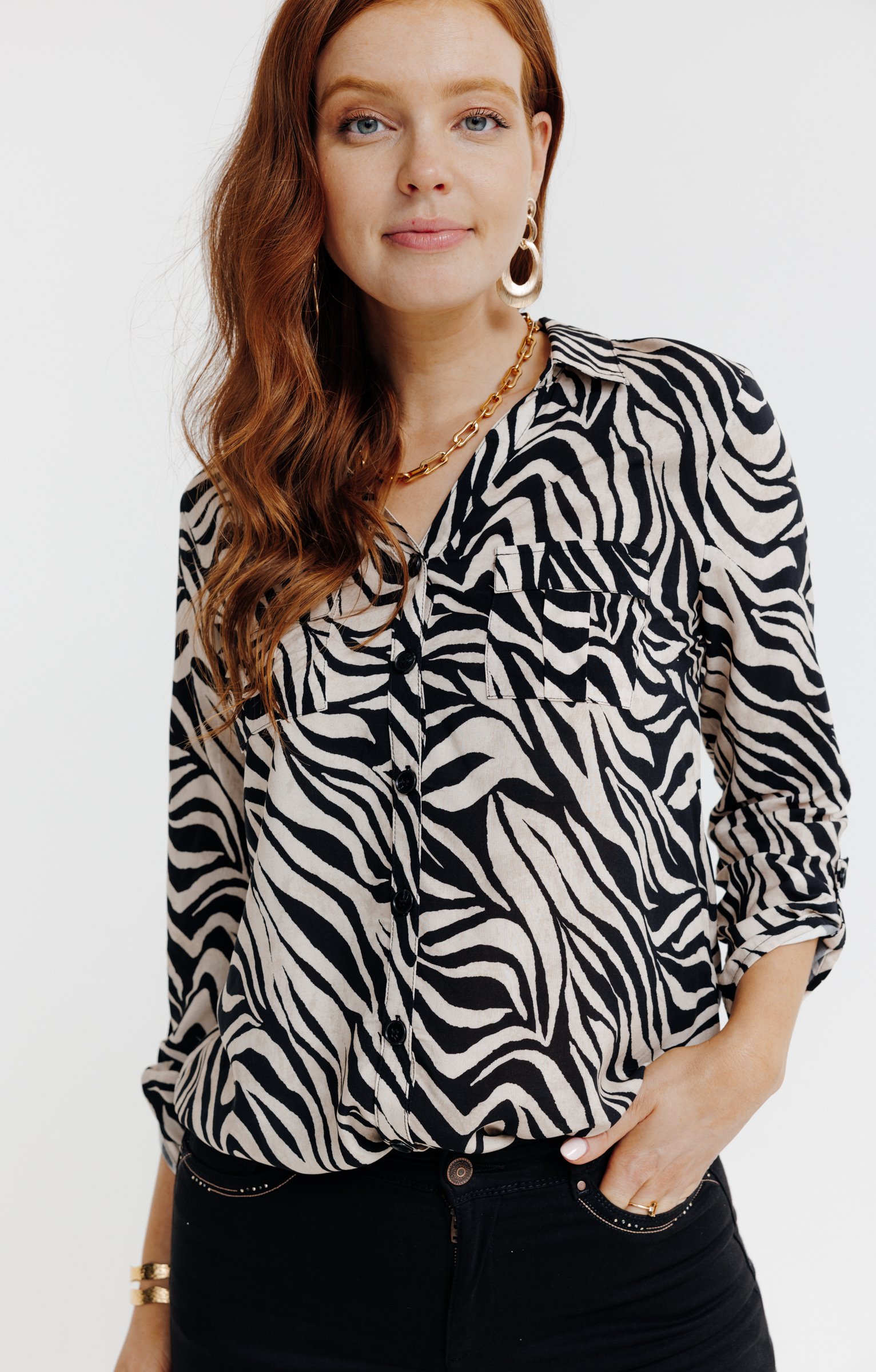 Chemise imprimé animal  - NOIR