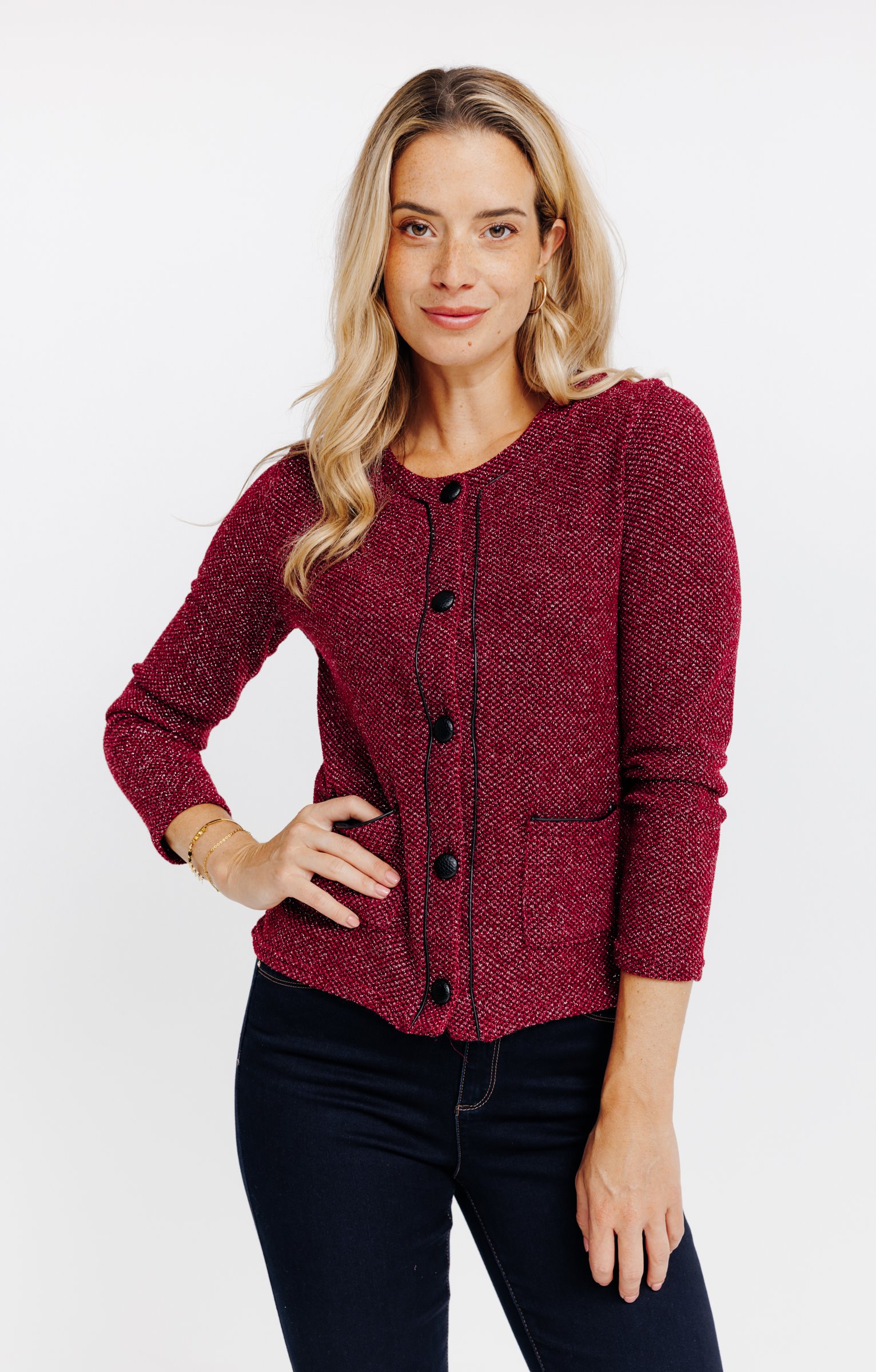 Cardigan boutonné - BORDEAUX