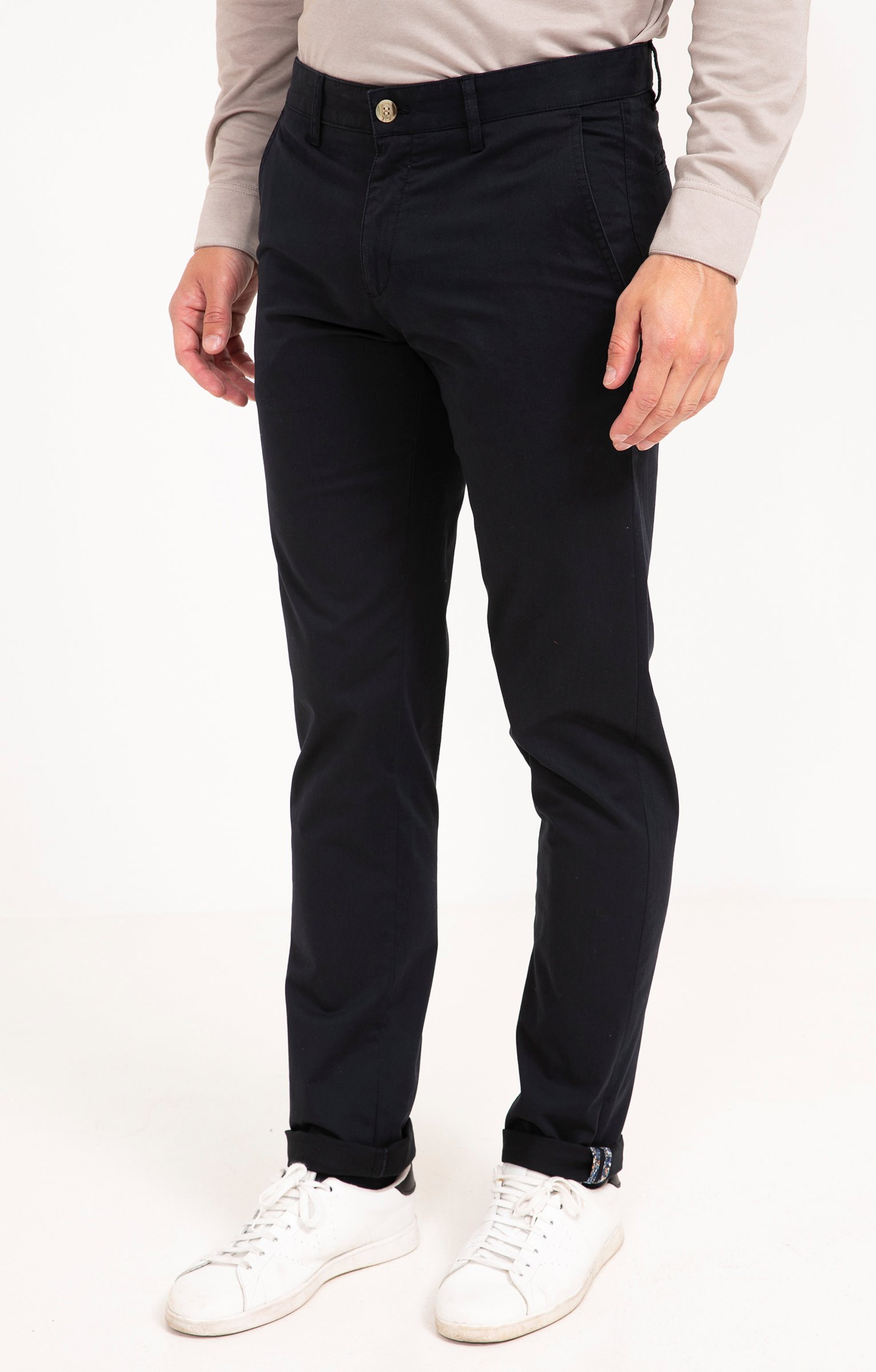 Pantalon chino Uni - MARINE