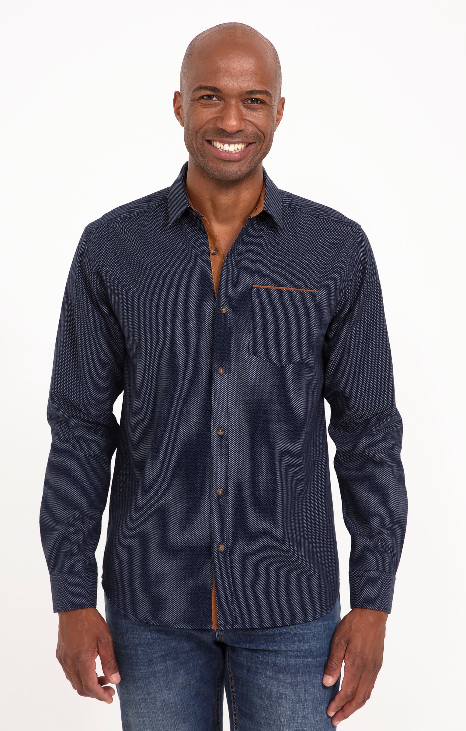 Chemise unie texturée - MARINE