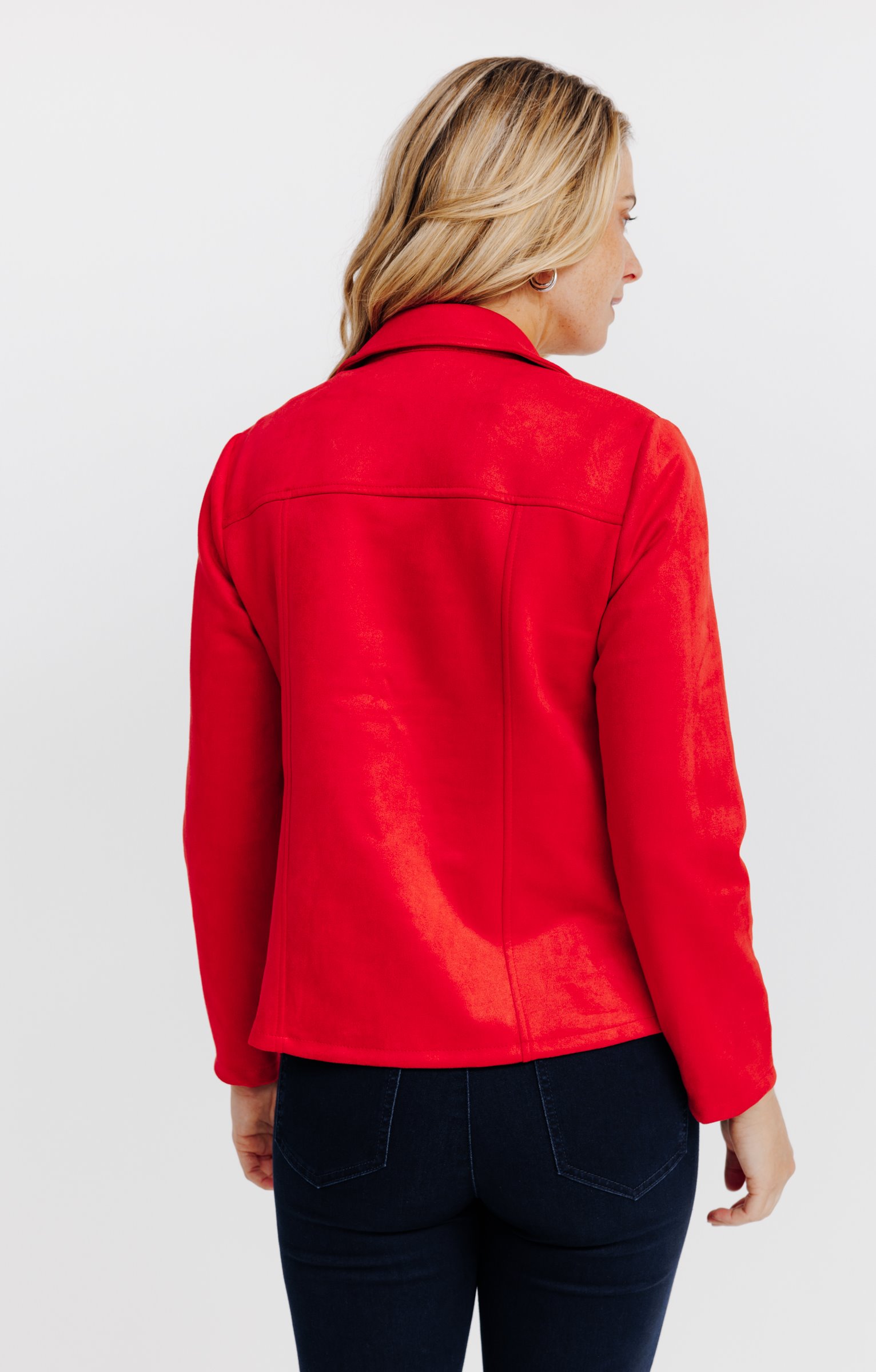 Veste perfecto en suédine non doublée - ROUGE