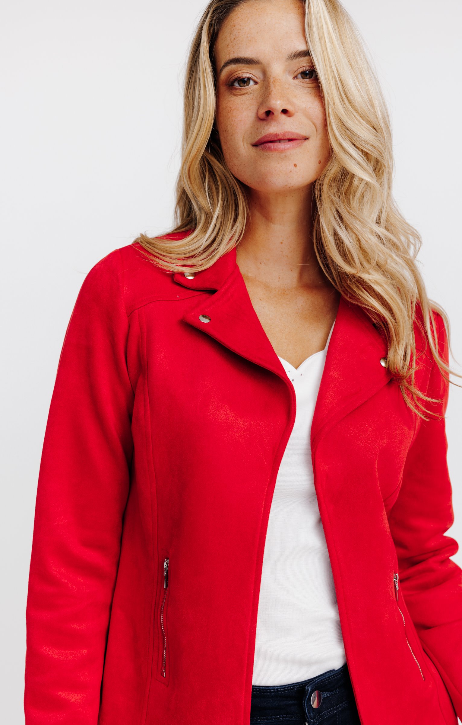 Veste perfecto en suédine non doublée - ROUGE