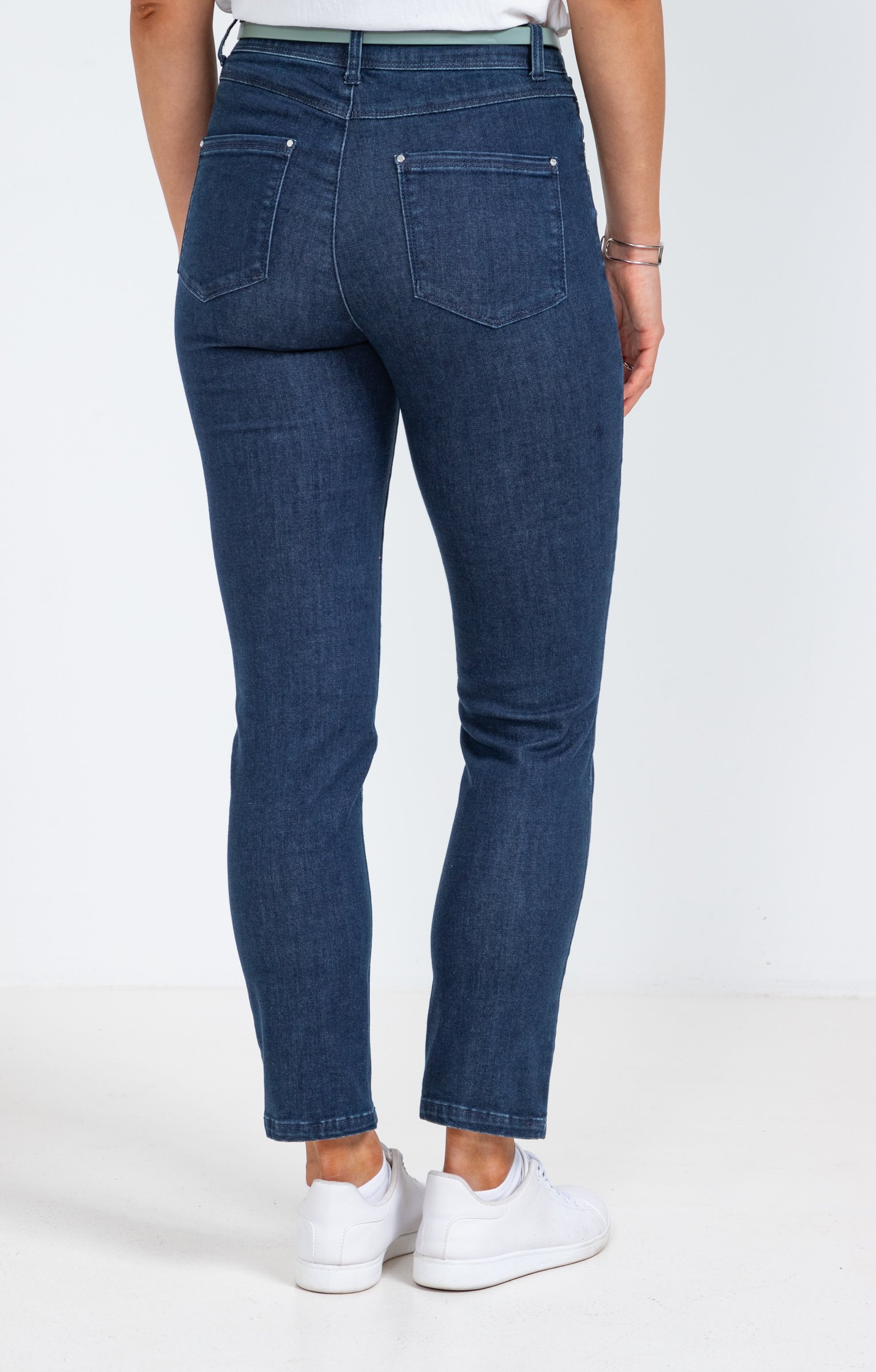 Pantalon 7/8 denim détail galon - BLEU