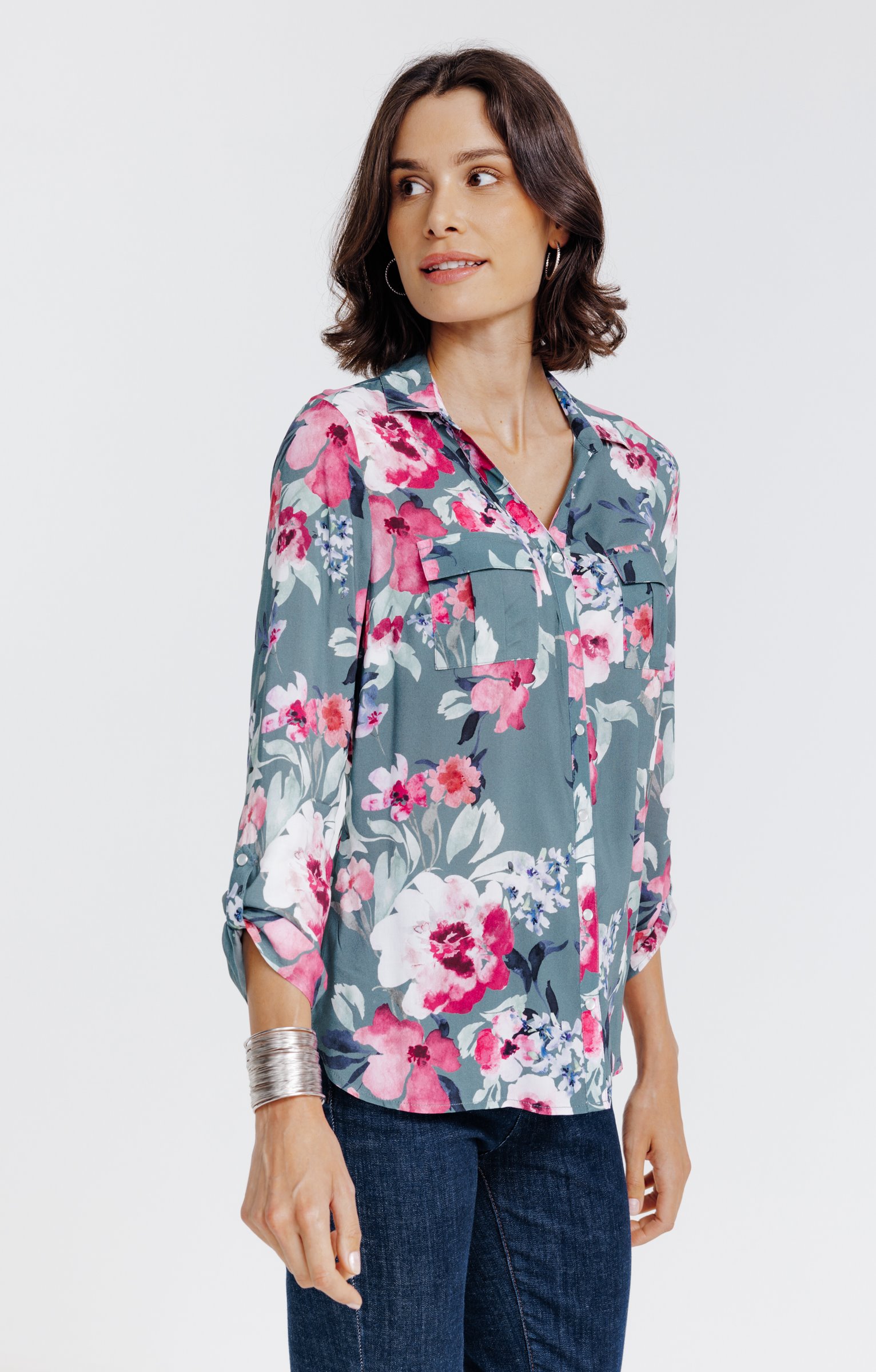 Chemise imprimée fleurie - TILLEUL