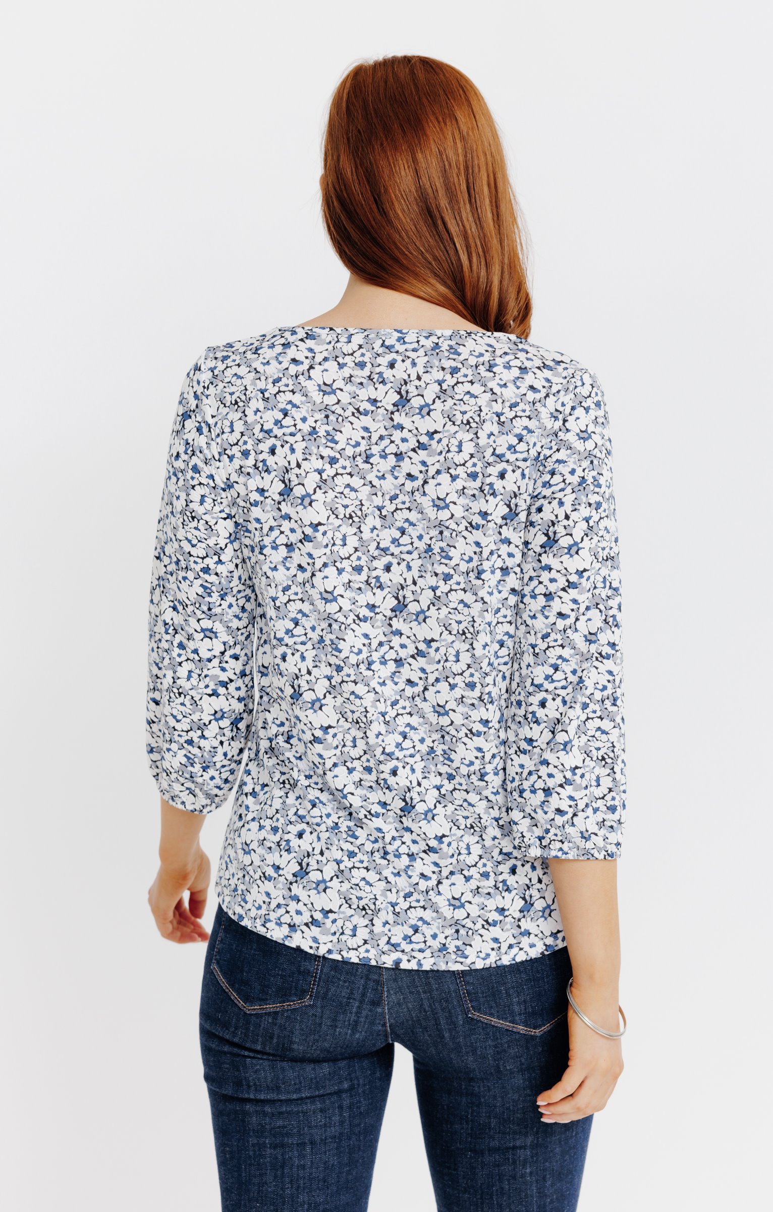 Tee-shirt col V imprimé - NOIR