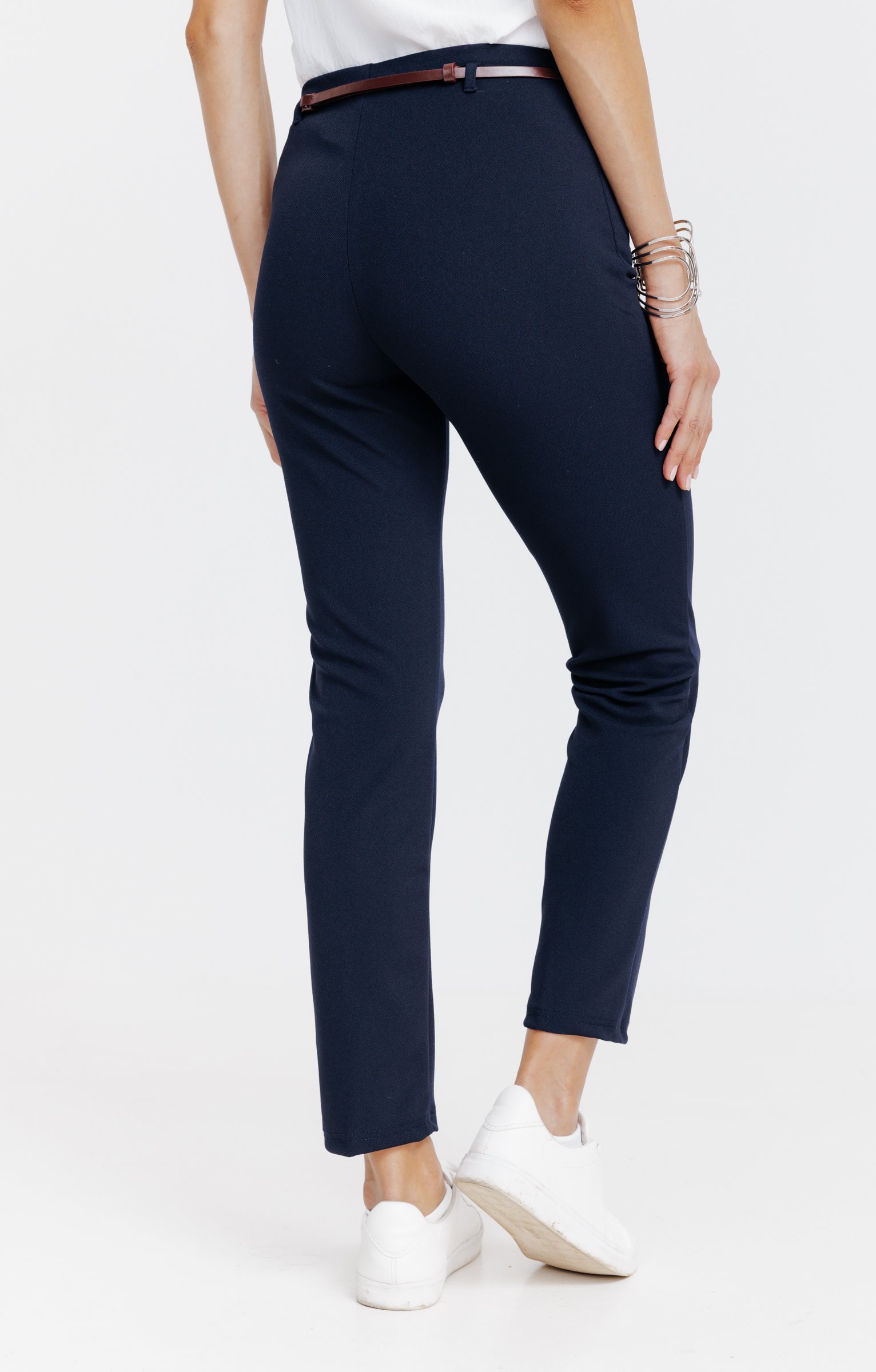 Pantalon 7/8 ville avec ceinture - MARINE