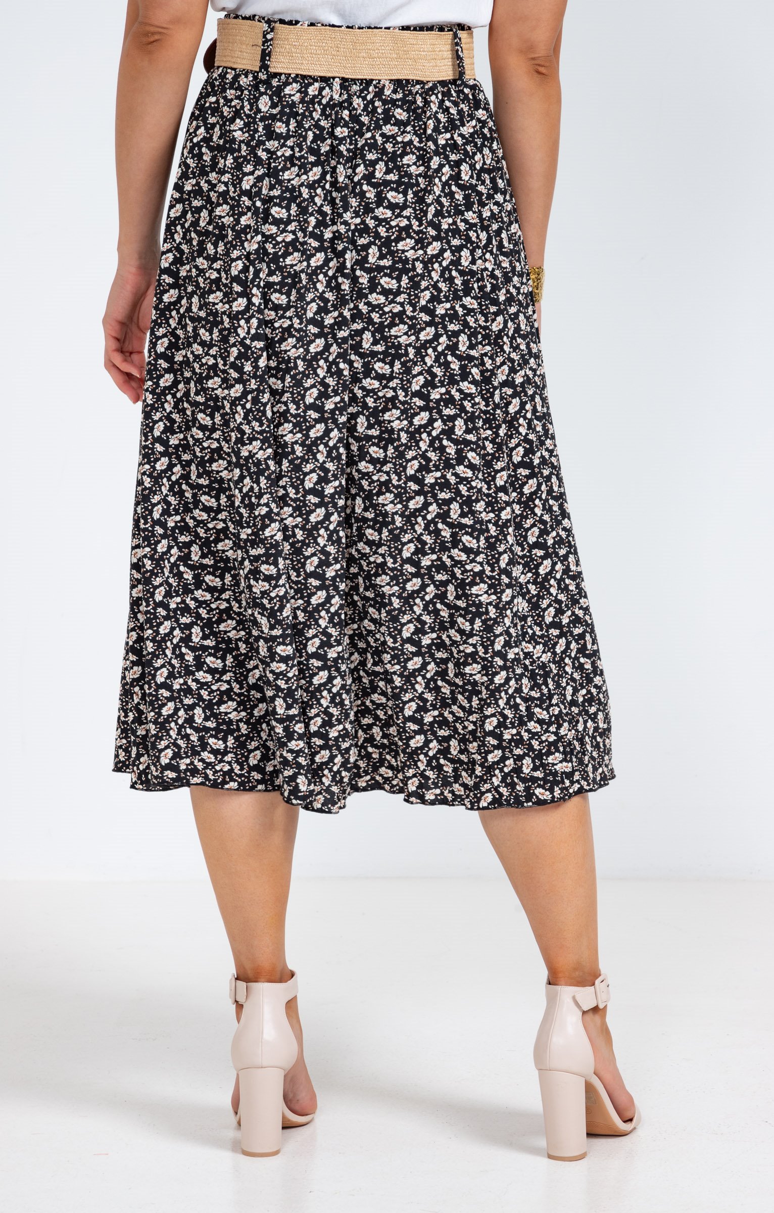 Jupe longue imprimée froissée - NOIR