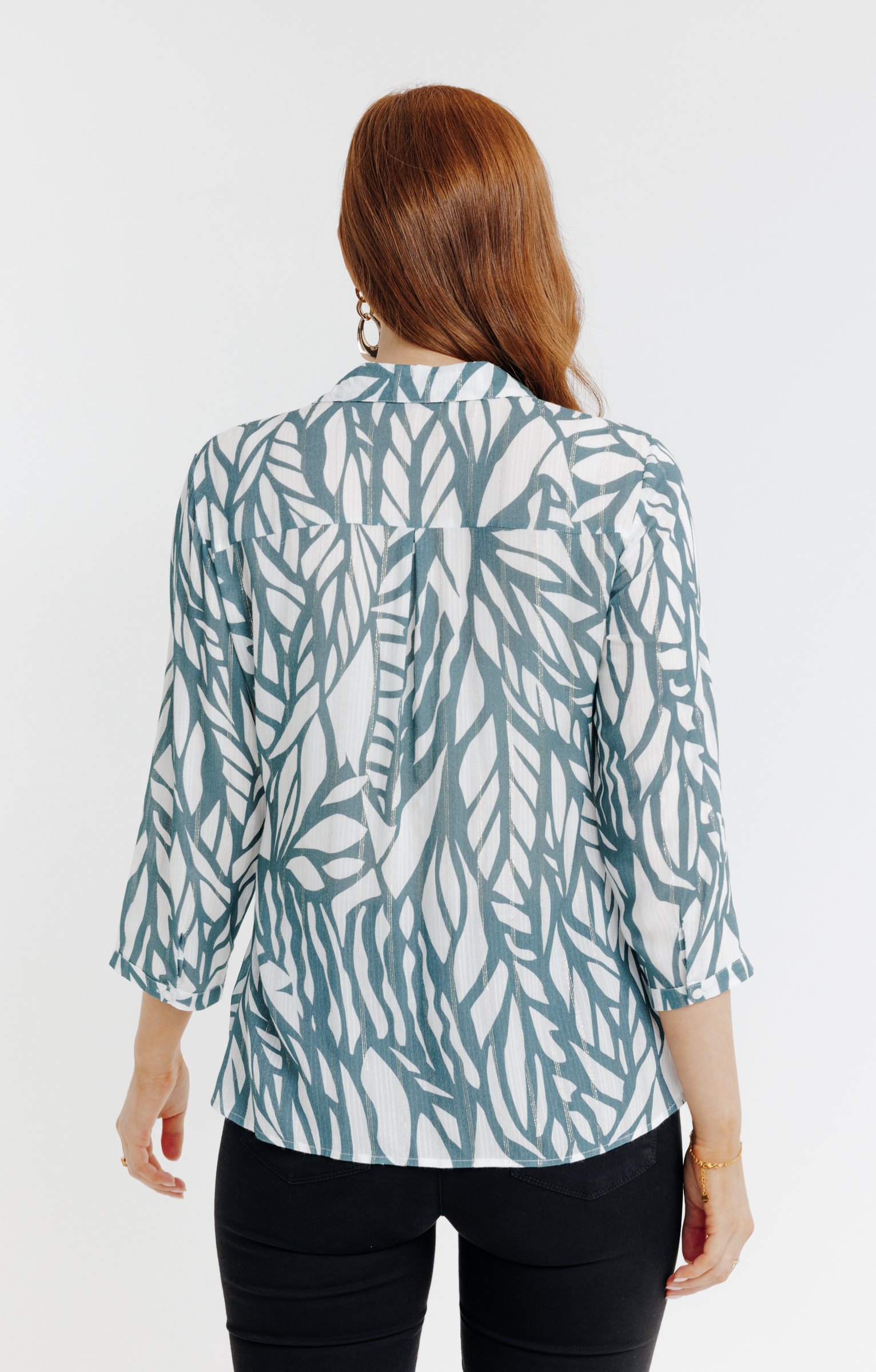 Tunique imprimée  bicolore col chemise - TILLEUL