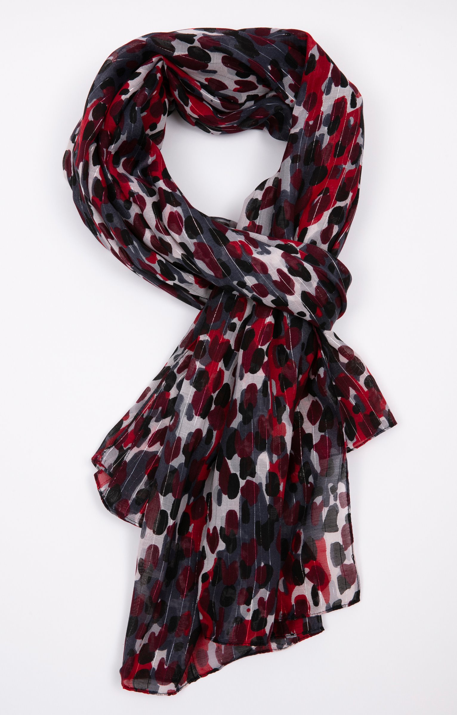 Grand foulard imprimé tachiste - ROUGE