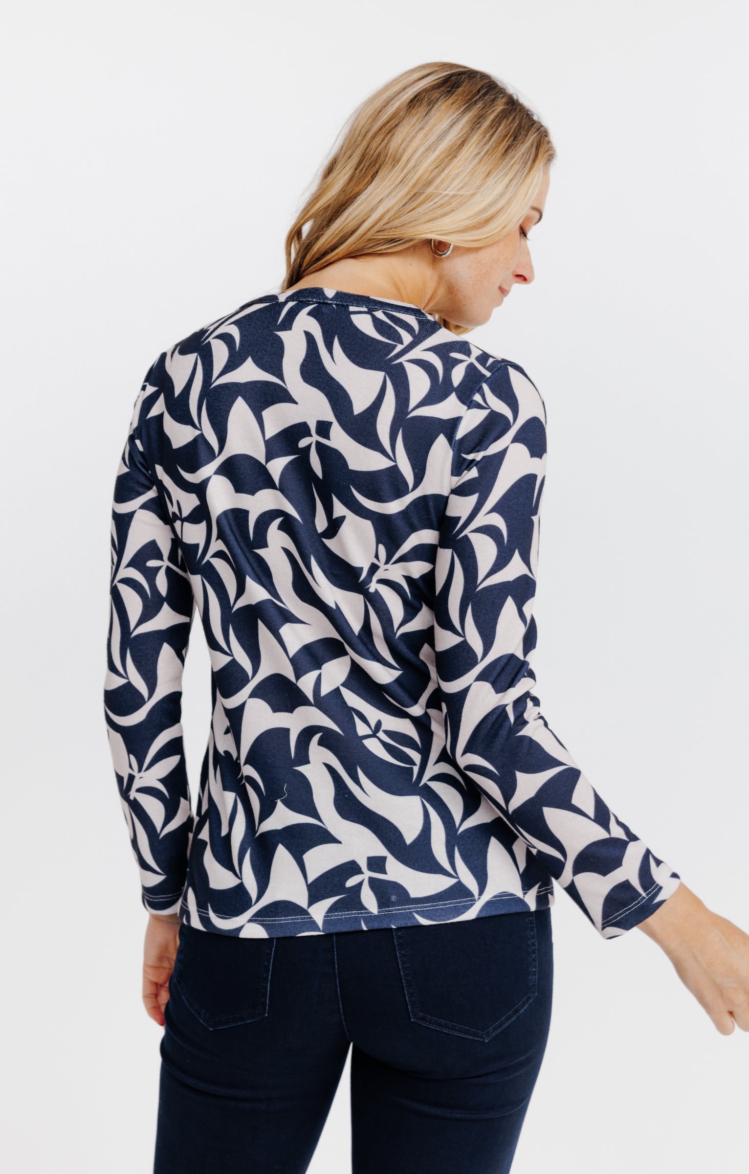 T-SHIRT MANCHES LONGUES COL MAO - BEIGE