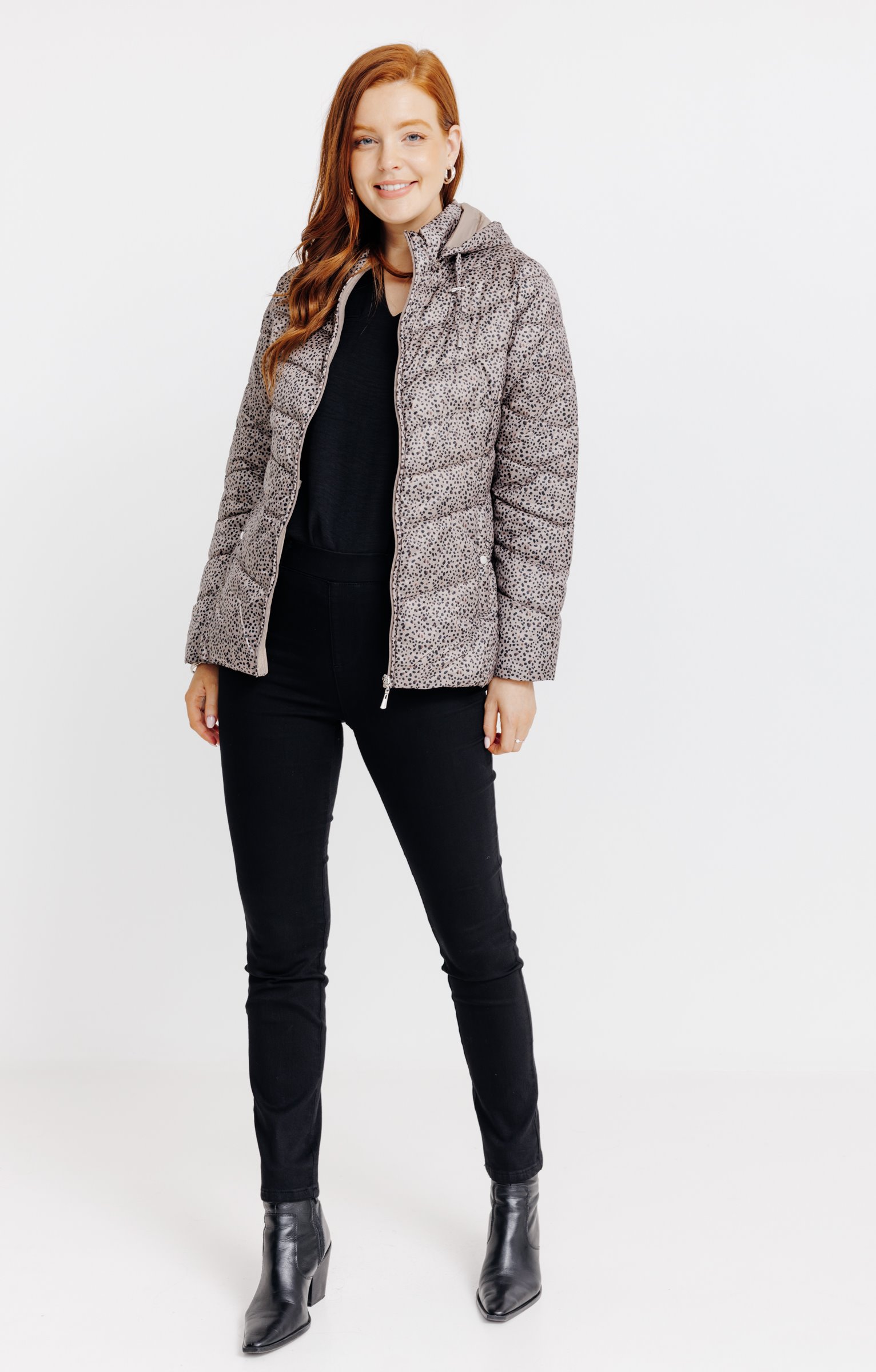 Doudoune courte imprimé fantaisie - GRÈGE