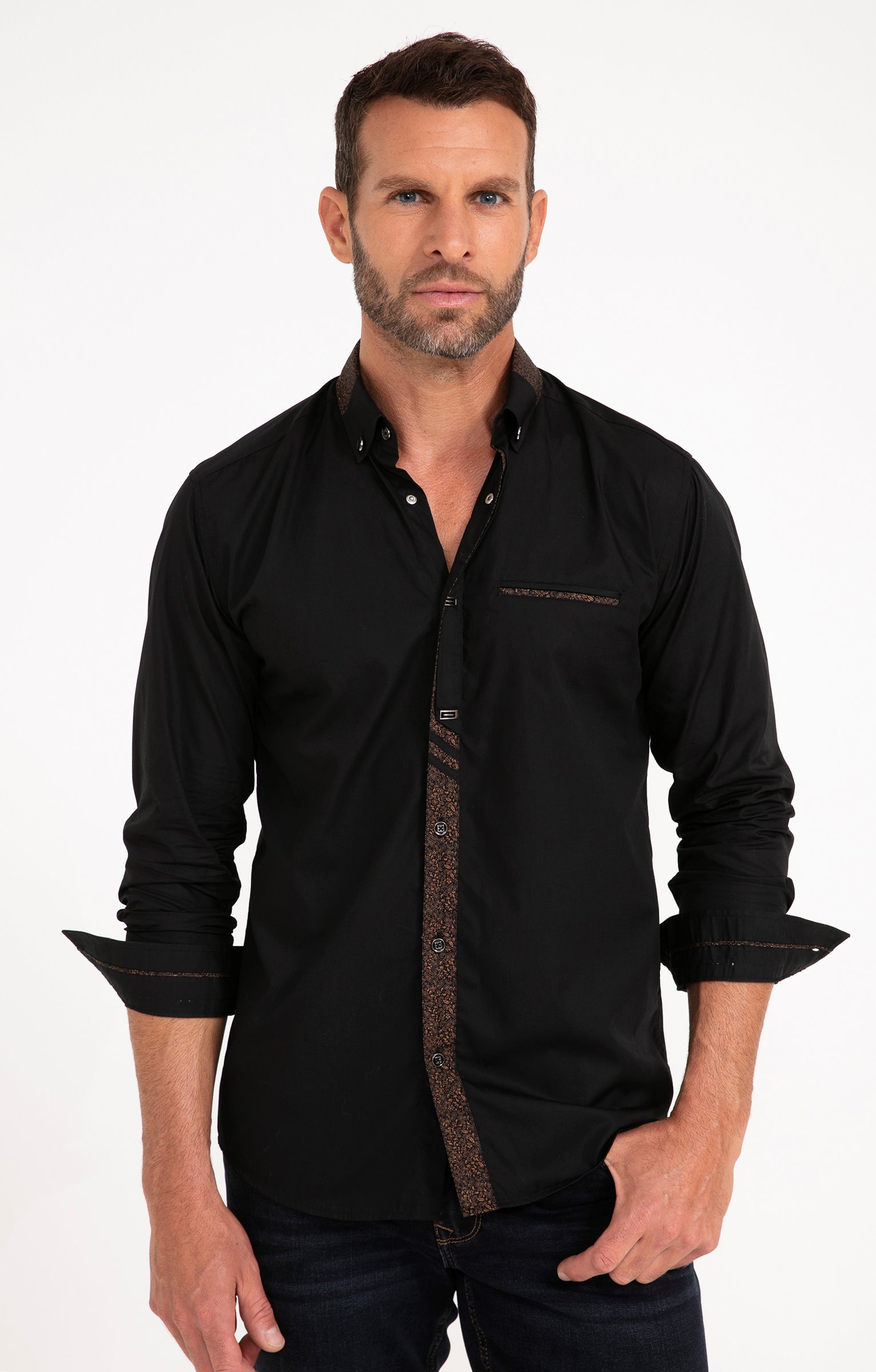 Chemise manches longues ROMANTICO - NOIR