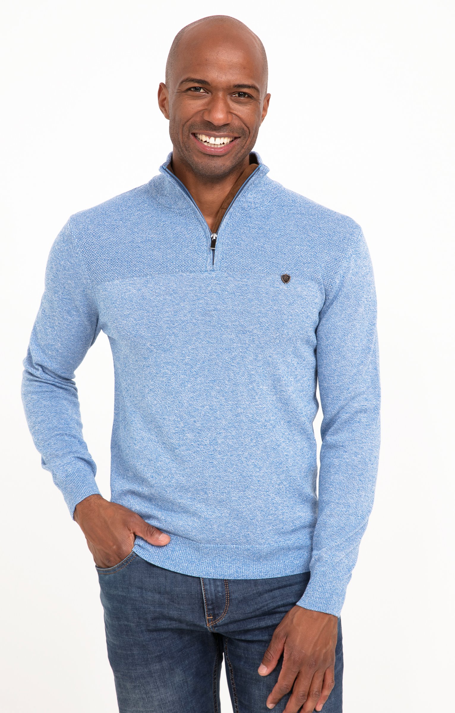 Pull col montant zippé - BLEU CIEL