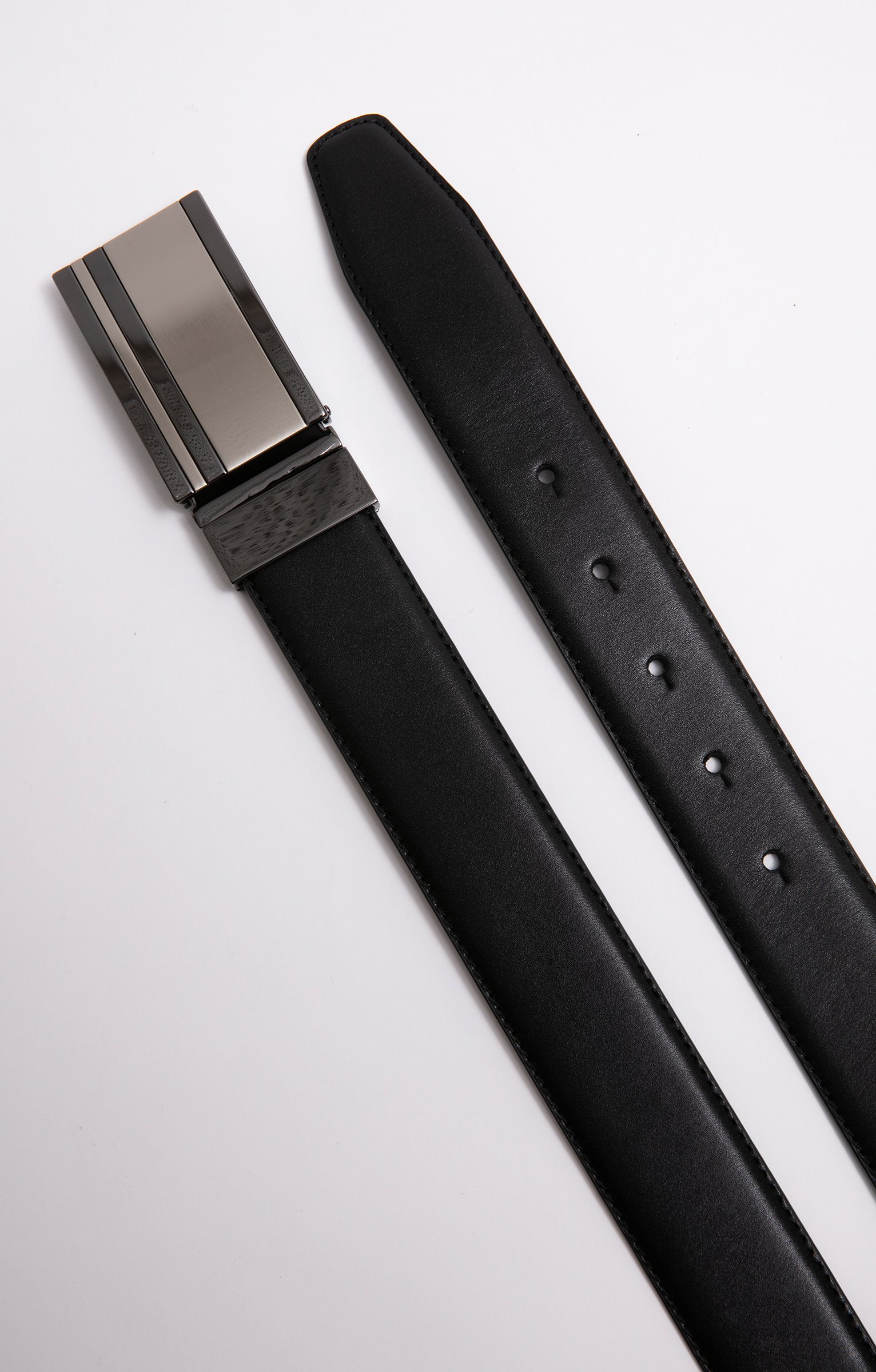 Ceinture New Lines cuir pleine fleur - NOIR