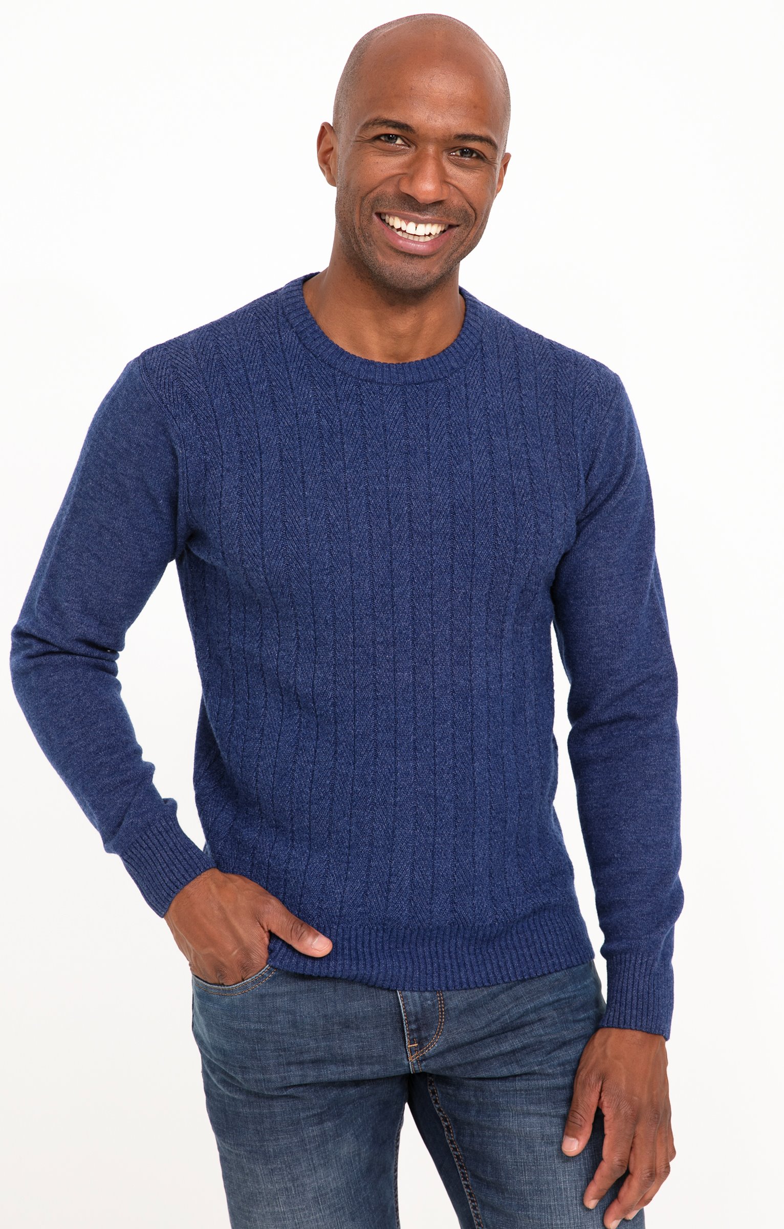 Pull col rond uni - BLEU DUR