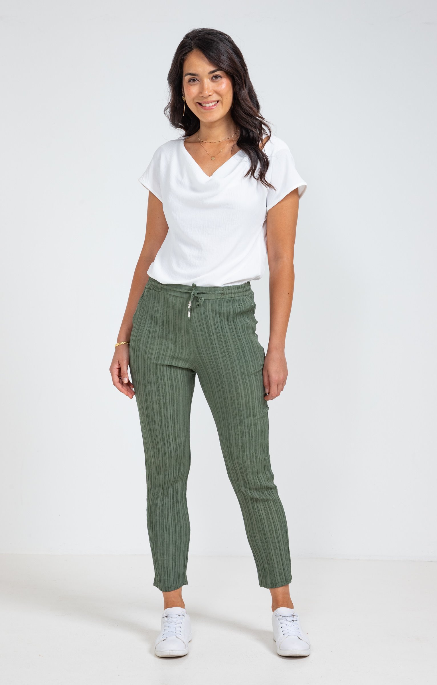 Jogging aspect plissé - KAKI