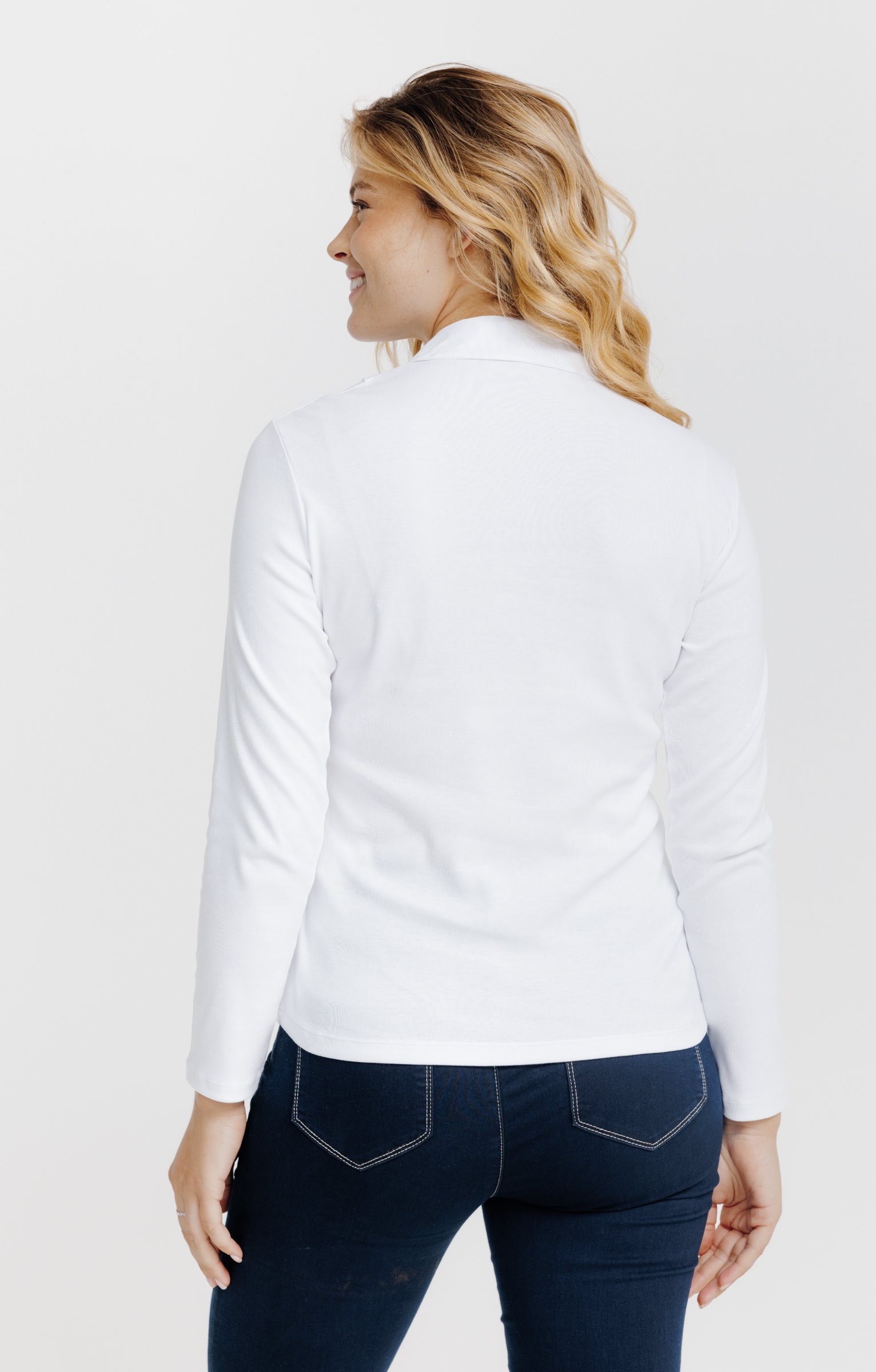 T-SHIRT UNI COL CHEMISE - ÉCRU