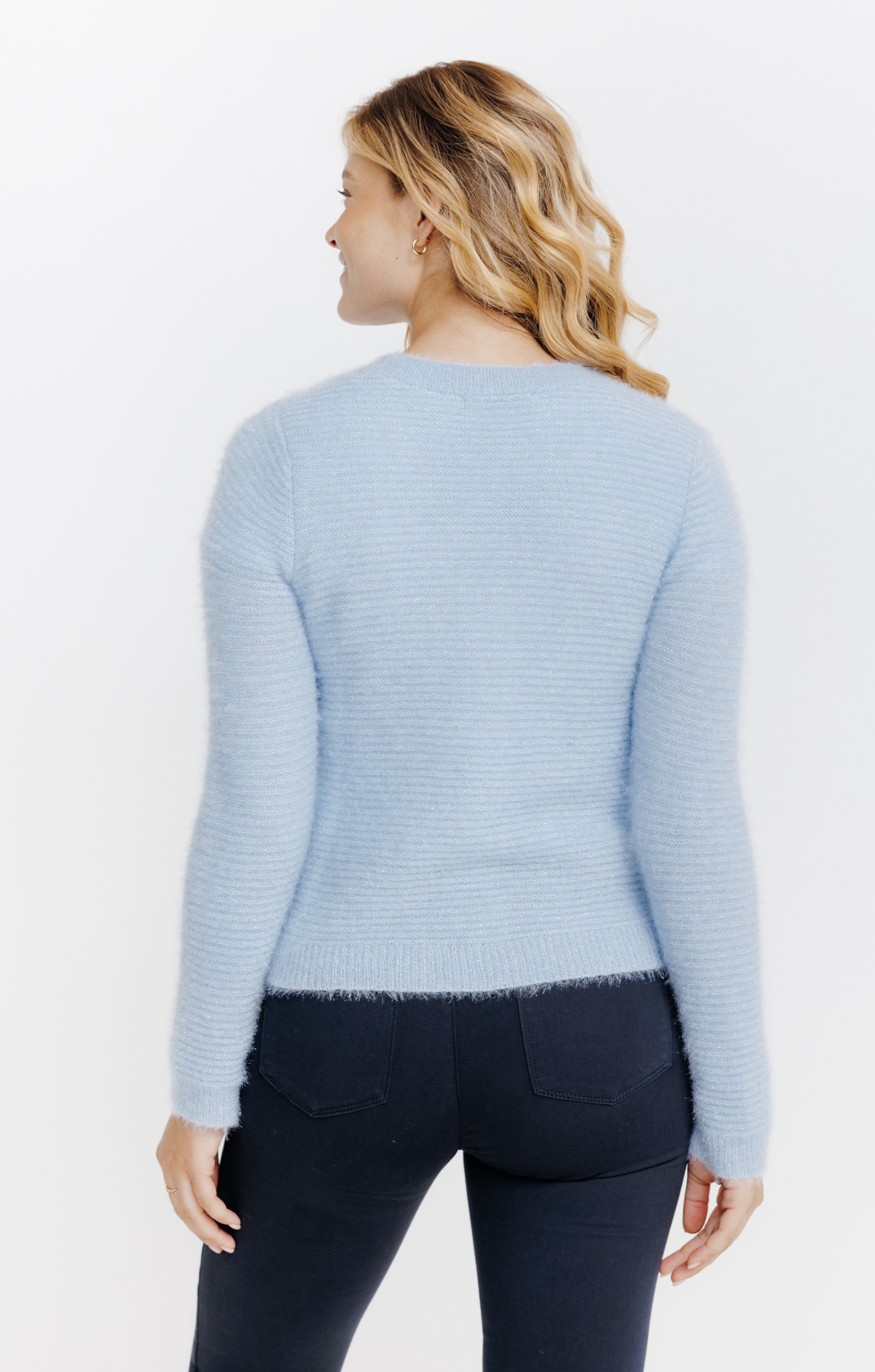 Cardigan maille fluffy - BLEU CIEL