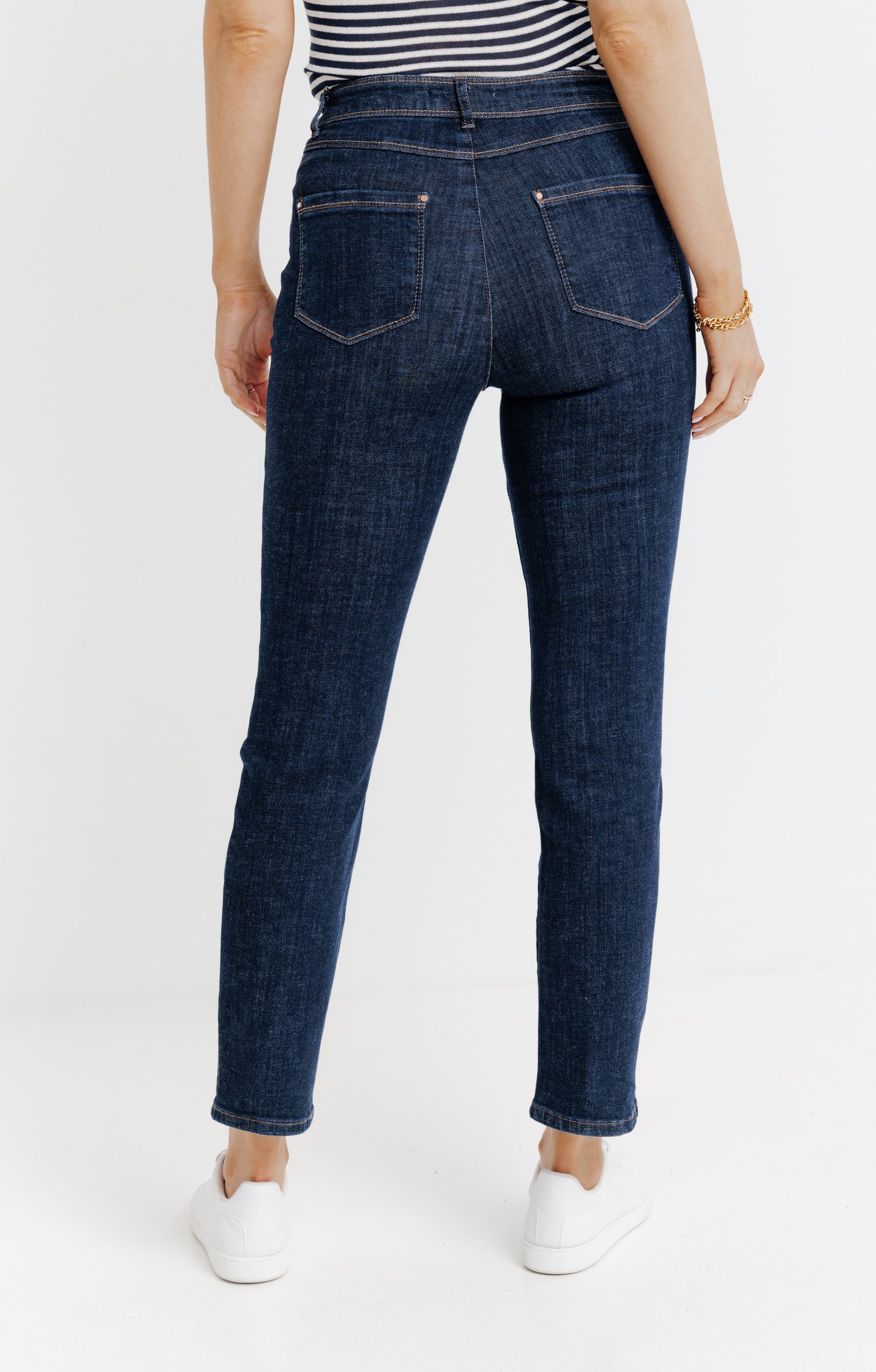 Pantalon 7/8 en denim brut  - BLEU