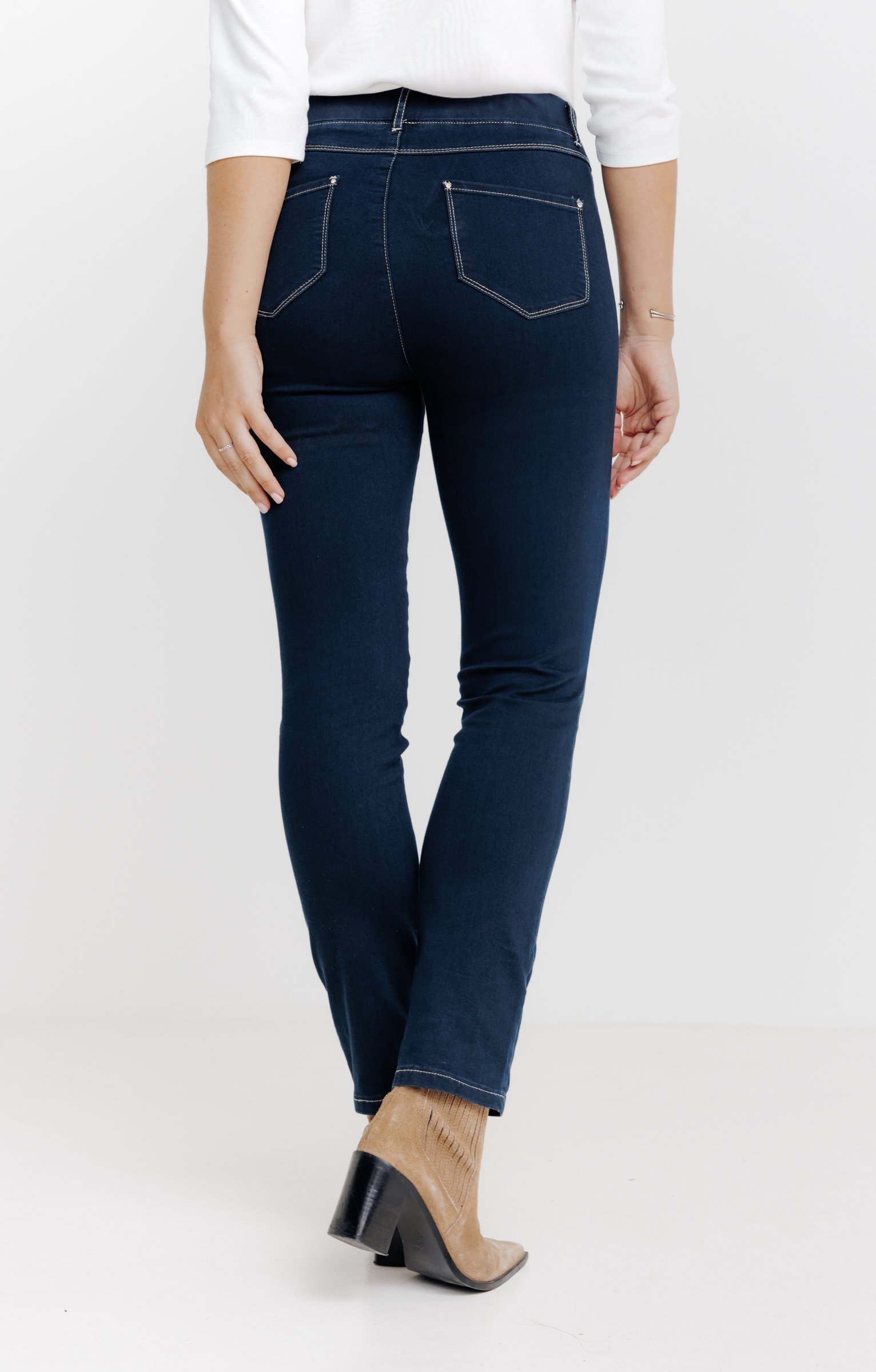 Tregging en denim surteint détail strass - BLEU