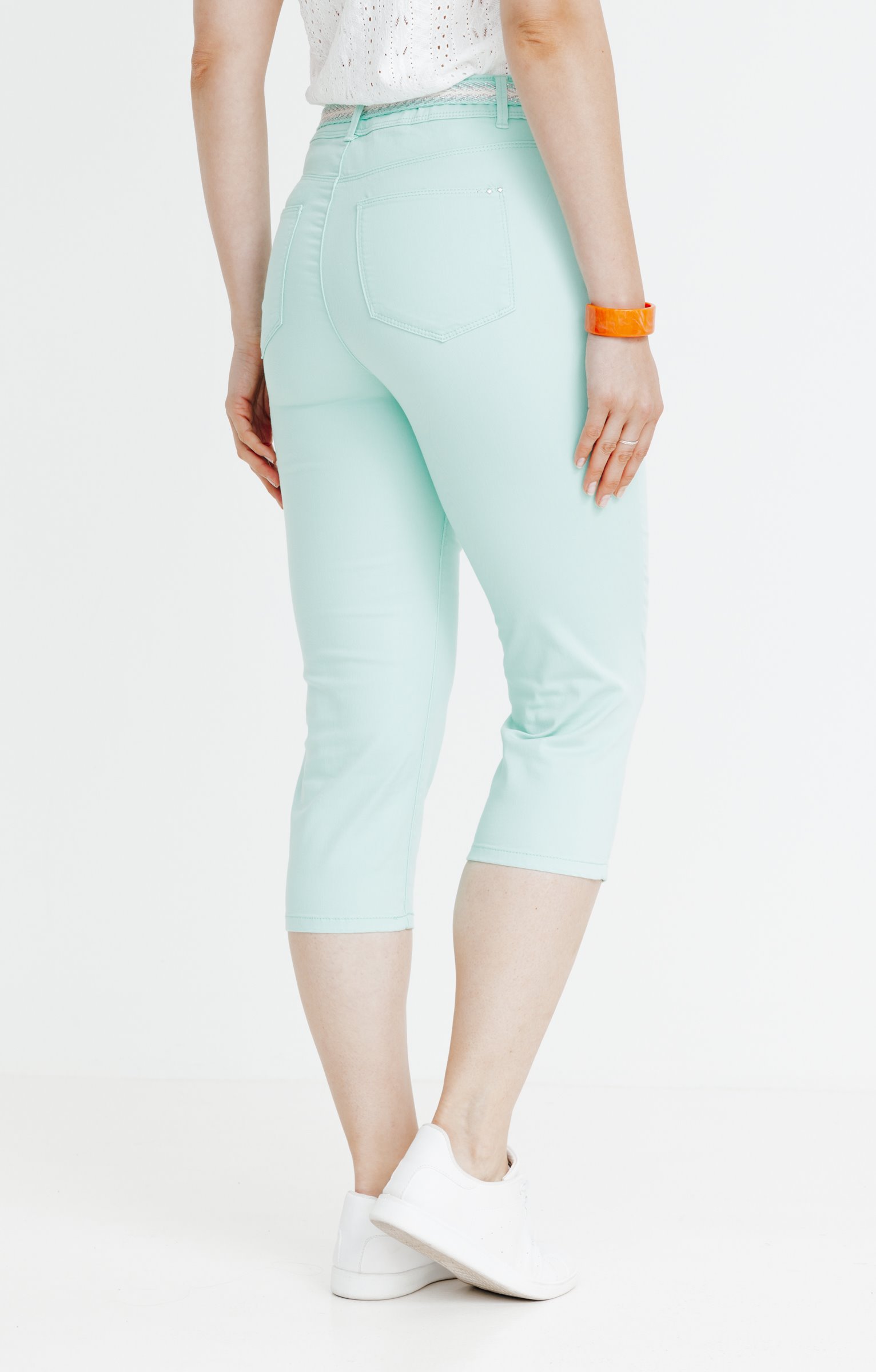 Pantacourt coton et viscose ceinture - VERT