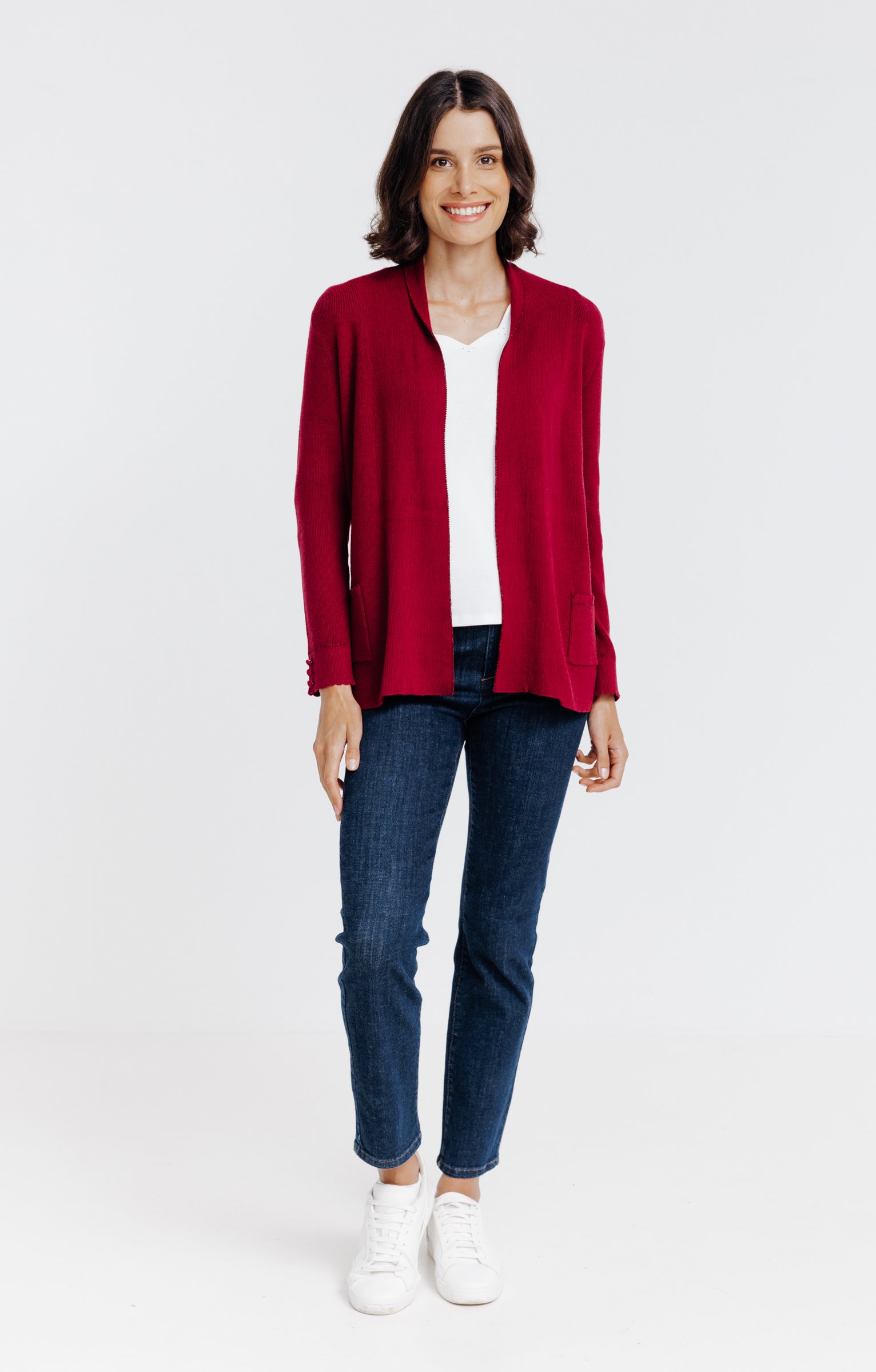 Cardigan côte anglaise - BORDEAUX