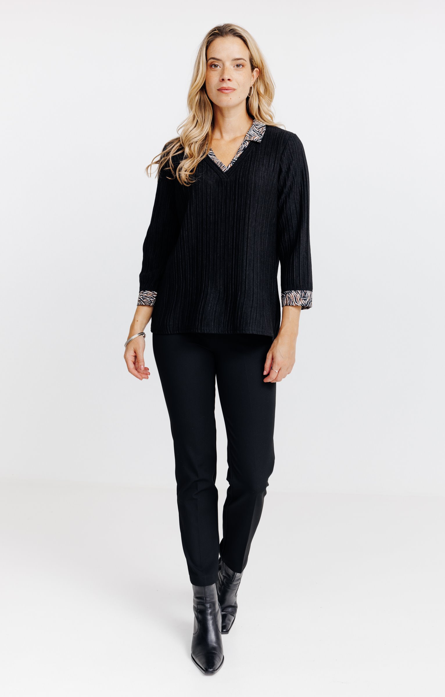 PULL 2EN1 MATIERE FANTAISIE - NOIR