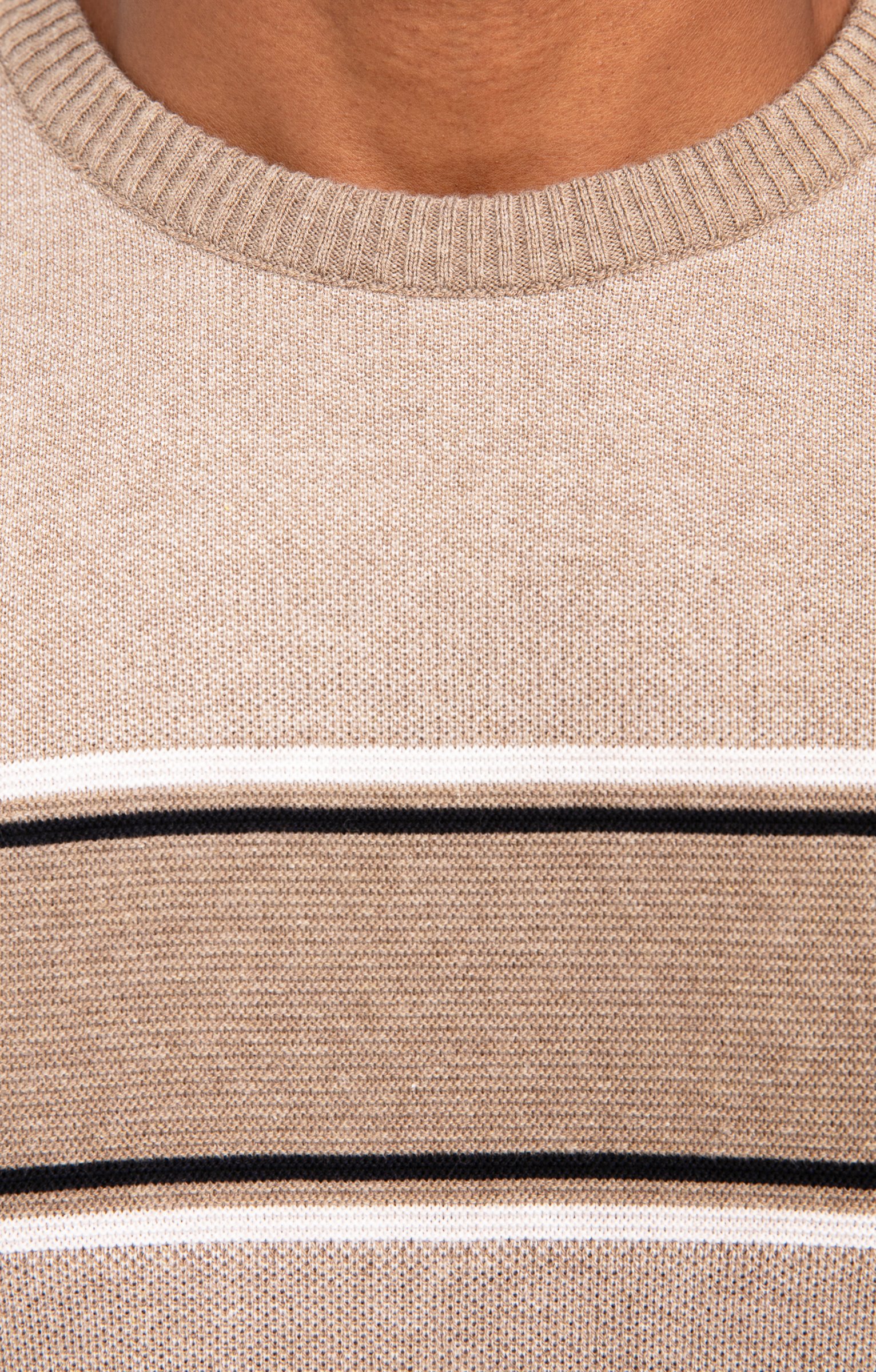Pul col rond rayé - BEIGE