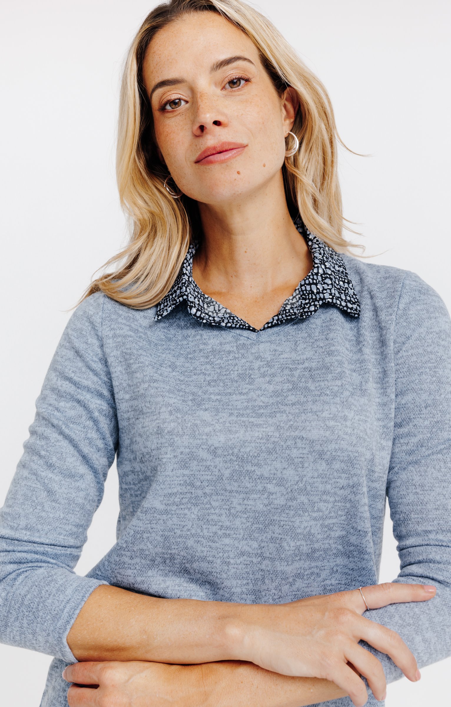 T-SHIRT 2EN1 MANCHES LONGUES - BLEU CIEL