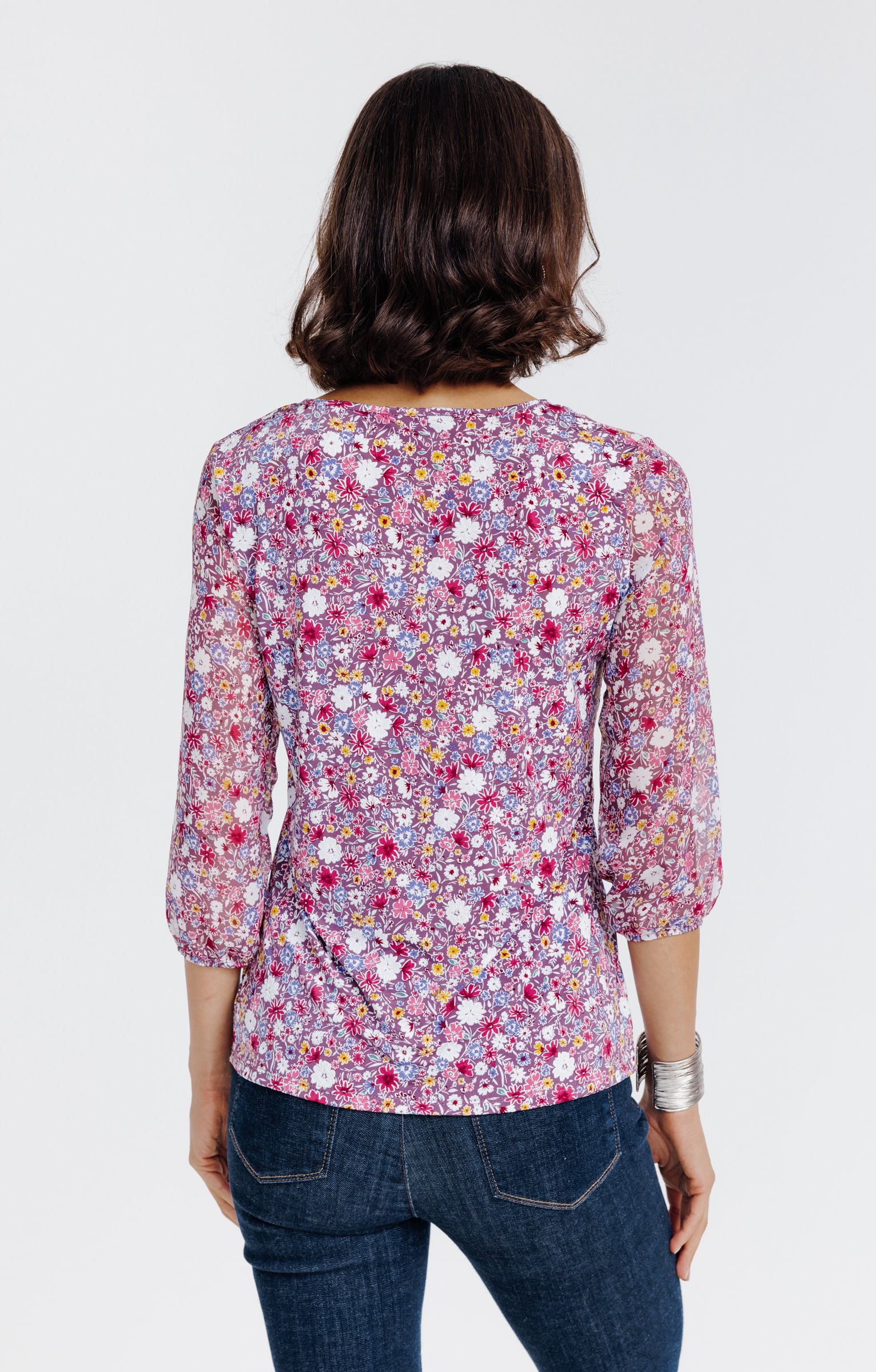 Tee-shirt imprimé floral - AUBERGINE