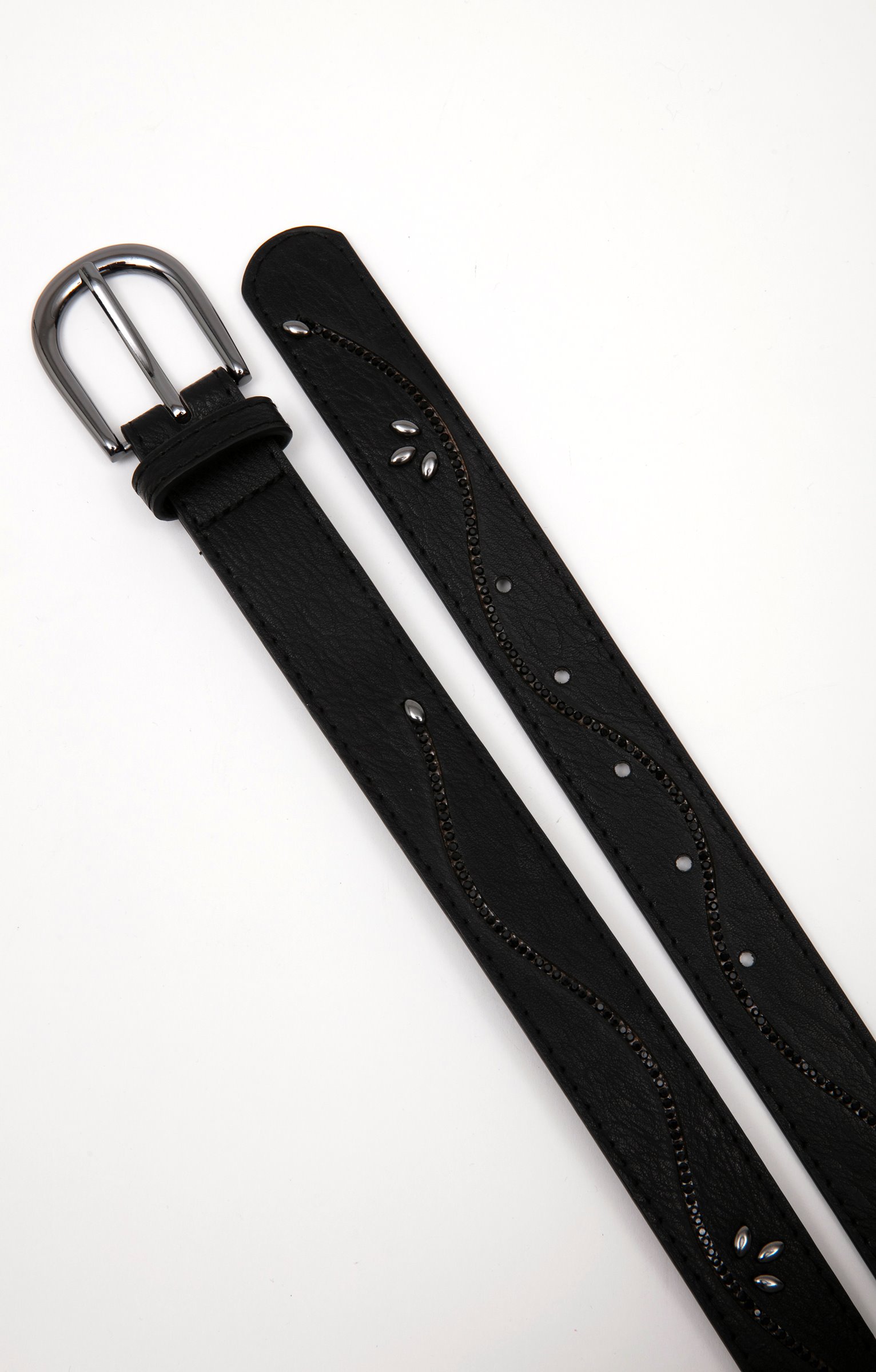 Ceinture avec strass - NOIR