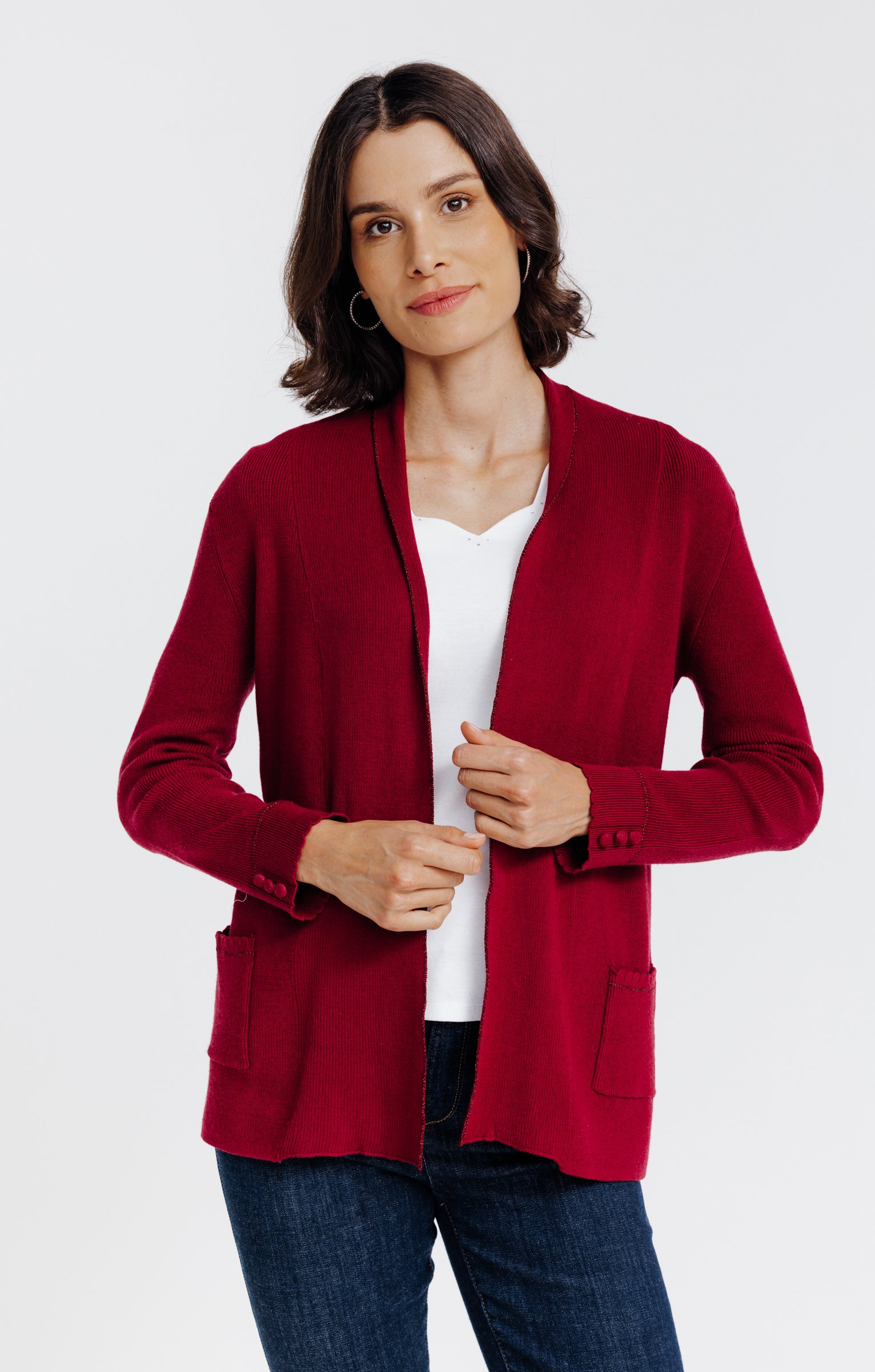 Cardigan côte anglaise - BORDEAUX