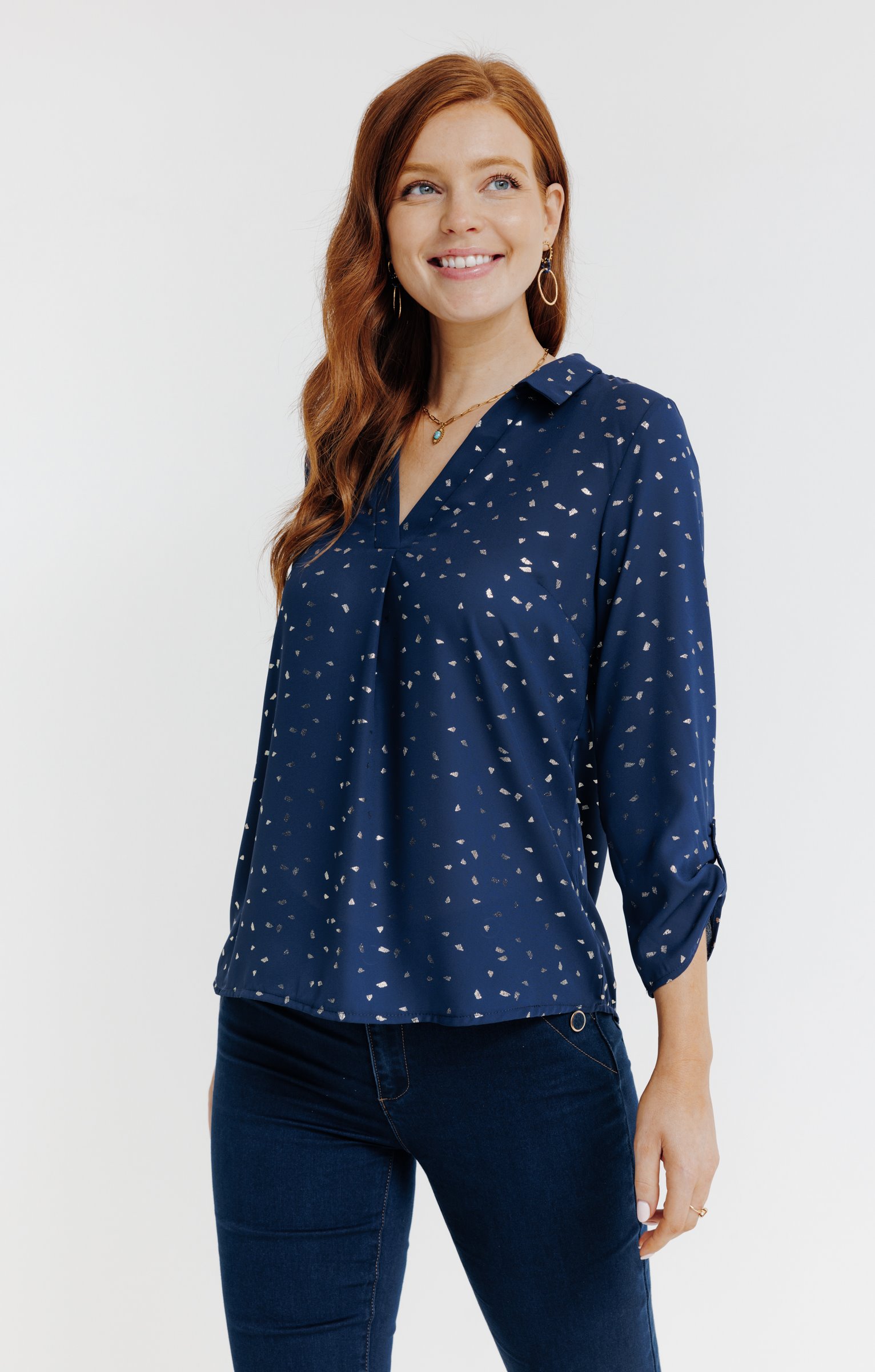 Tunique col chemise  - MARINE