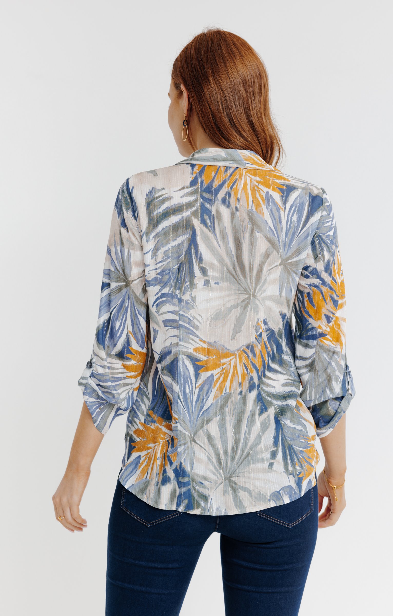 Chemise imprimée feuillage  - ÉCRU