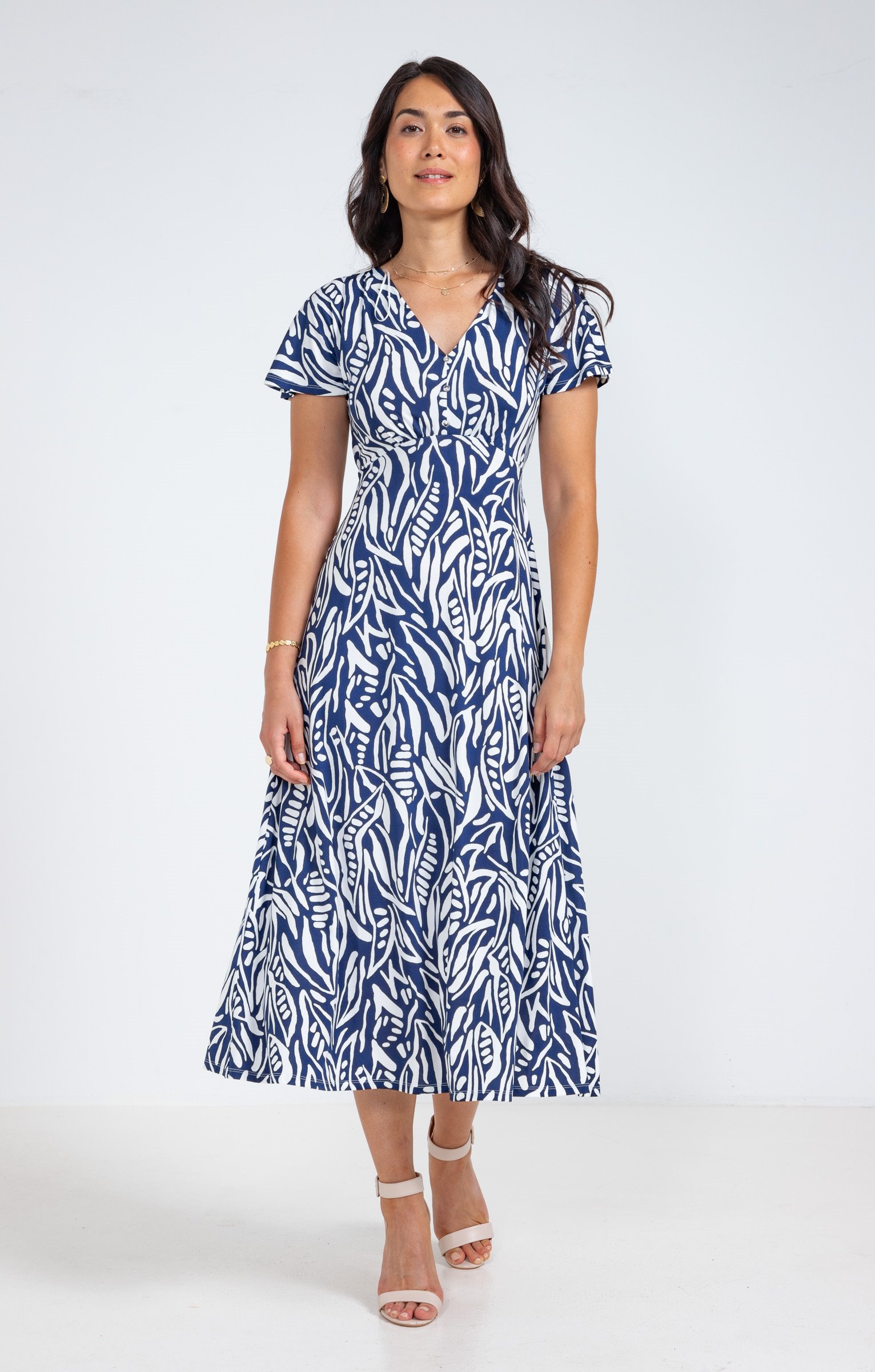 Robe longue en maille  - BLEU