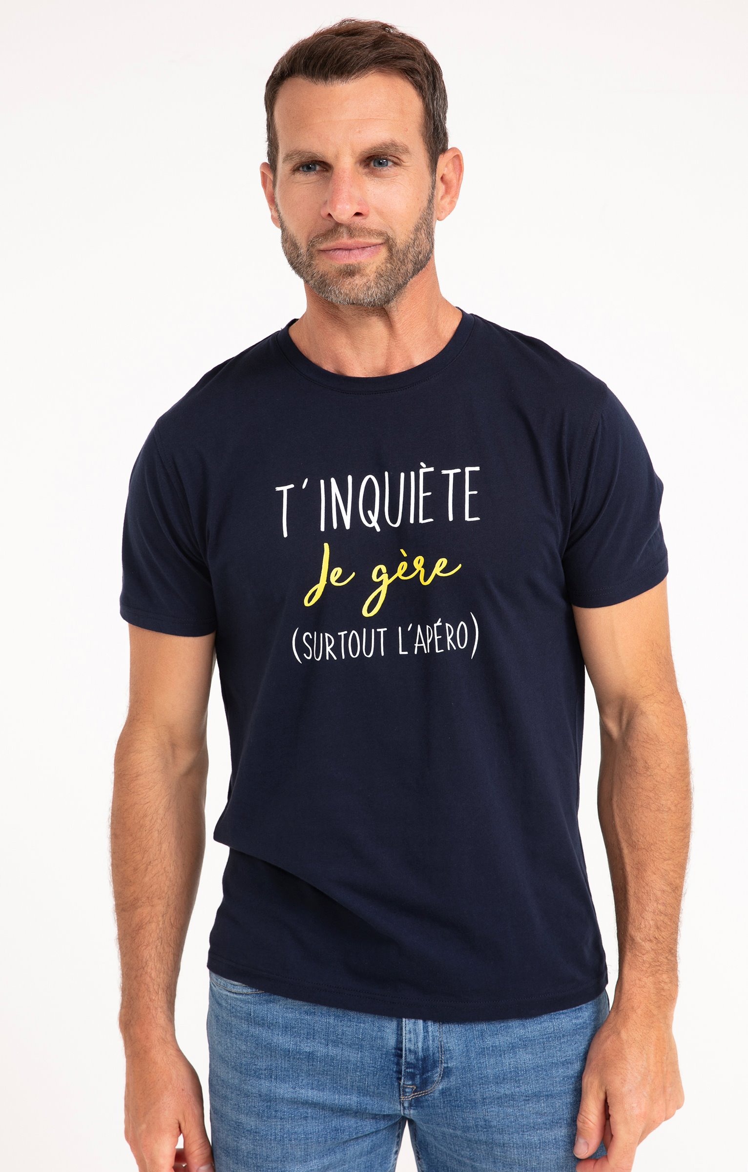 Tee-shirt t'inquiète je gère - MARINE