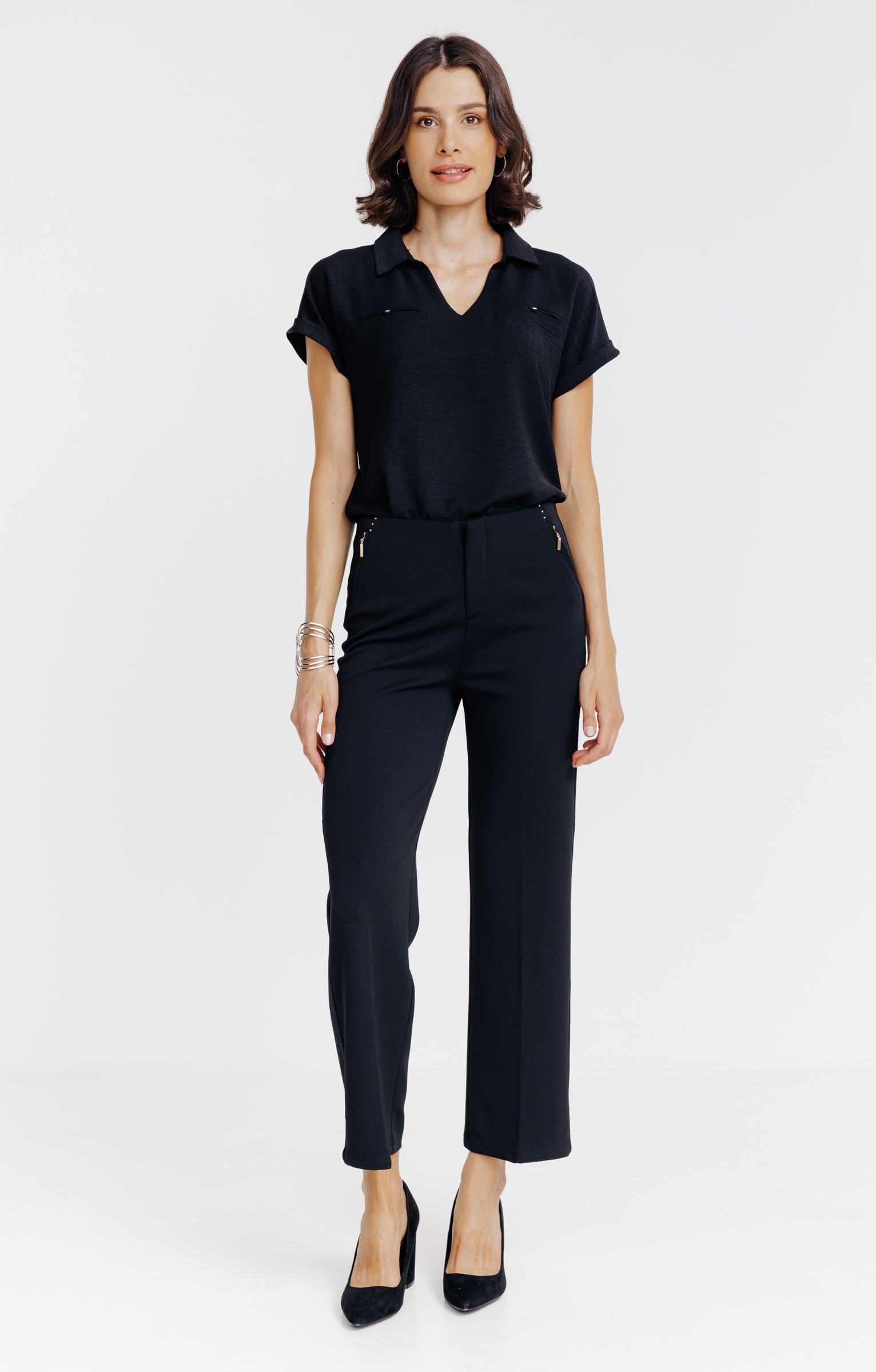 Pantalon large en maille - NOIR