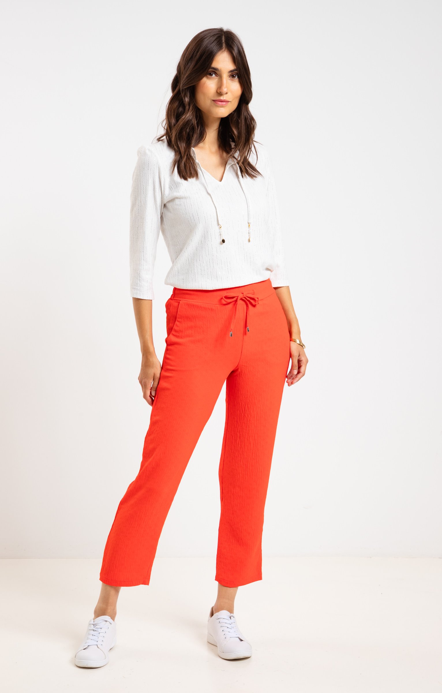 Pantalon 7/8 avec ceinture jogging - MANDARINE