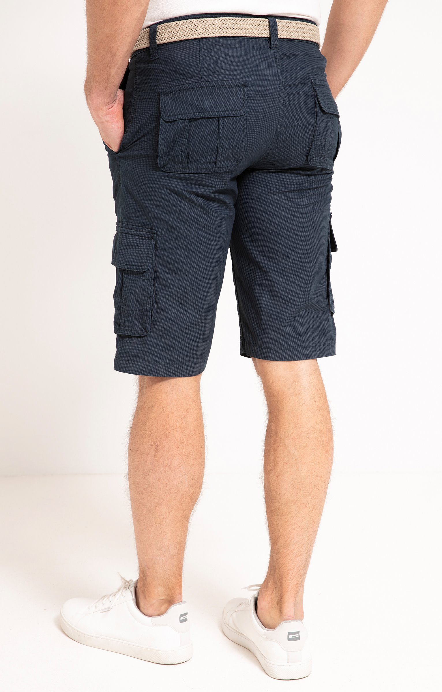 Bermuda Print Cargo avec ceinture - MARINE