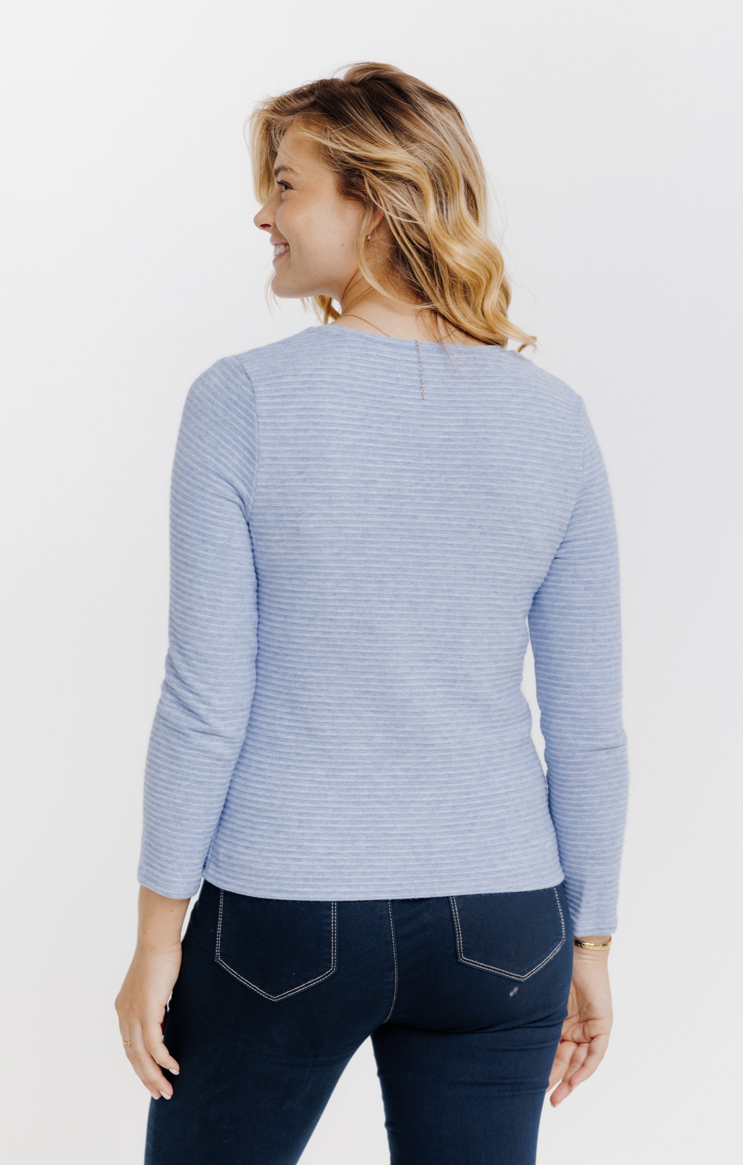 Pull maille ottoman - BLEU CIEL