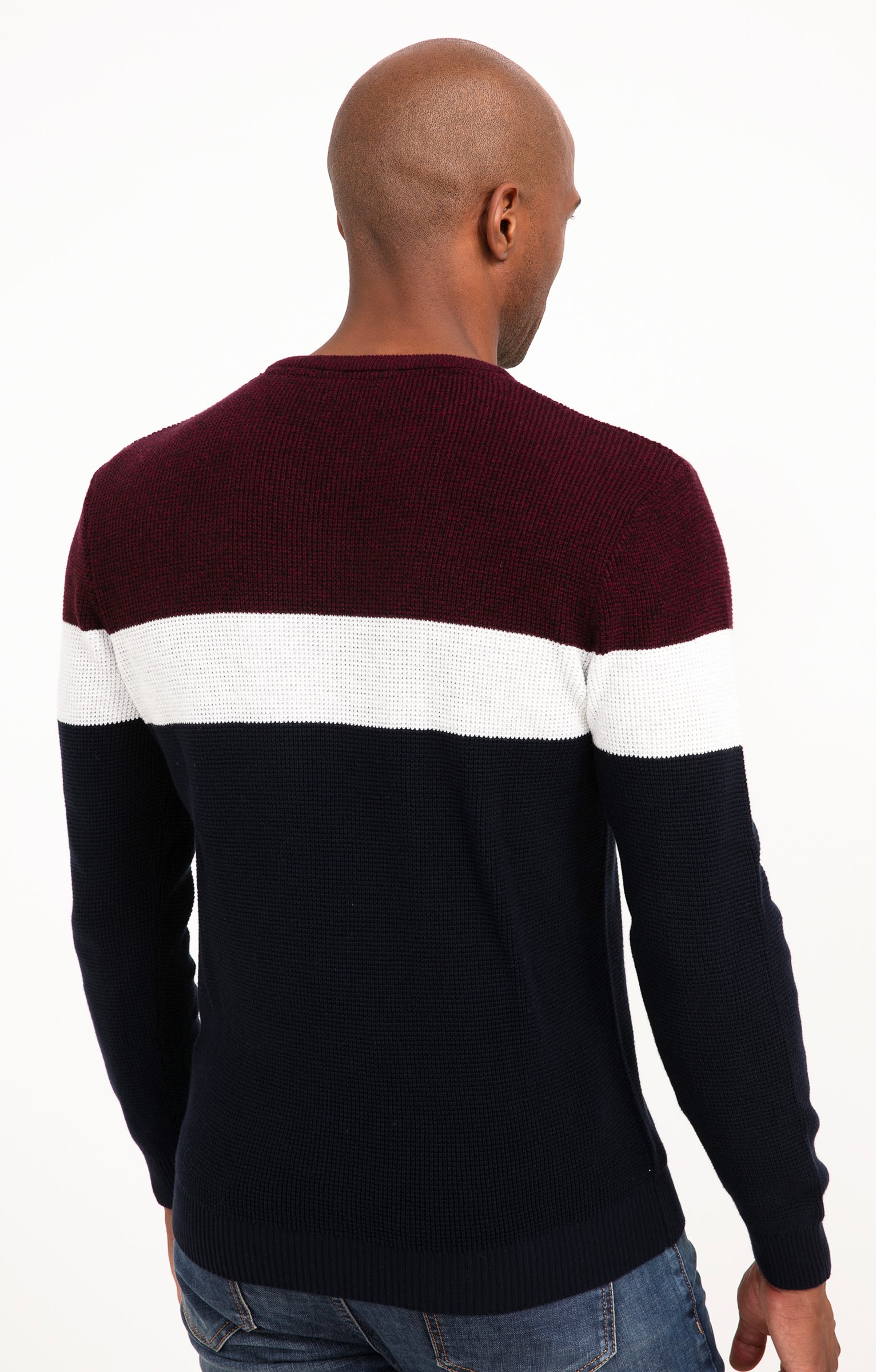 Pull col rond rayé - BORDEAUX