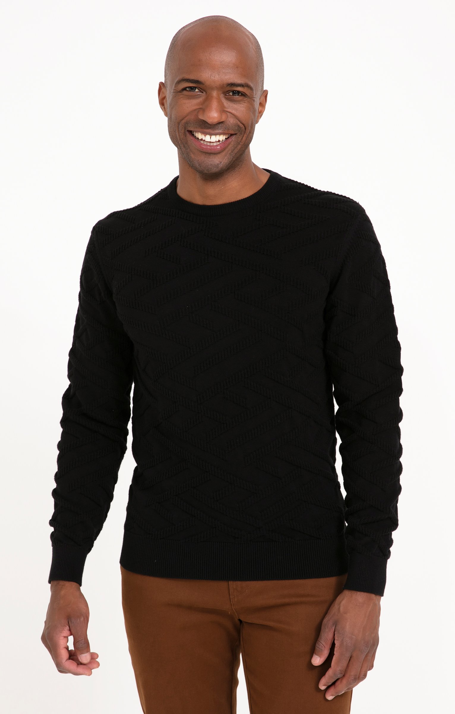 Pull uni tricotage fantaisie - NOIR