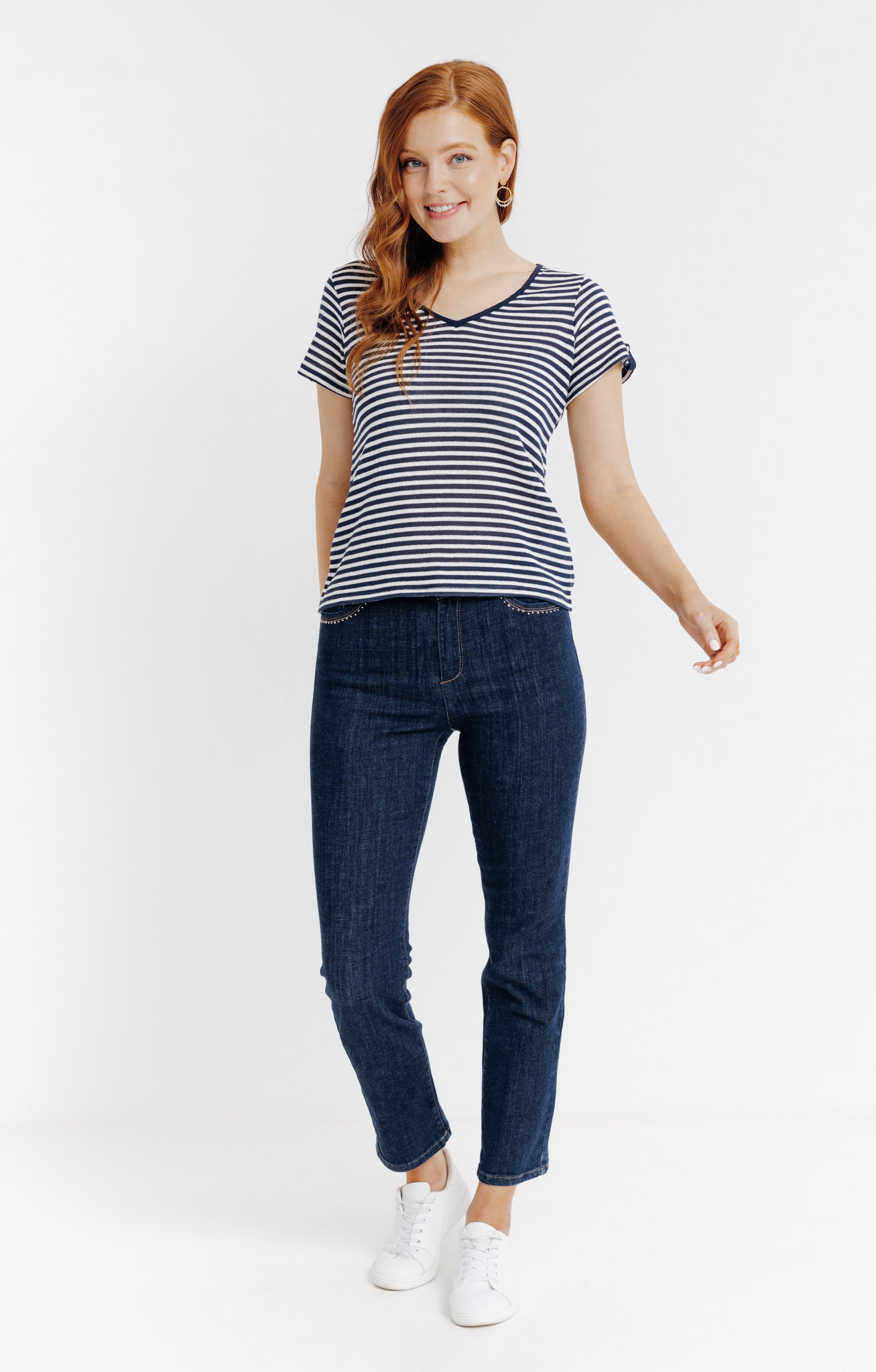 Pantalon 7/8 en denim brut  - BLEU