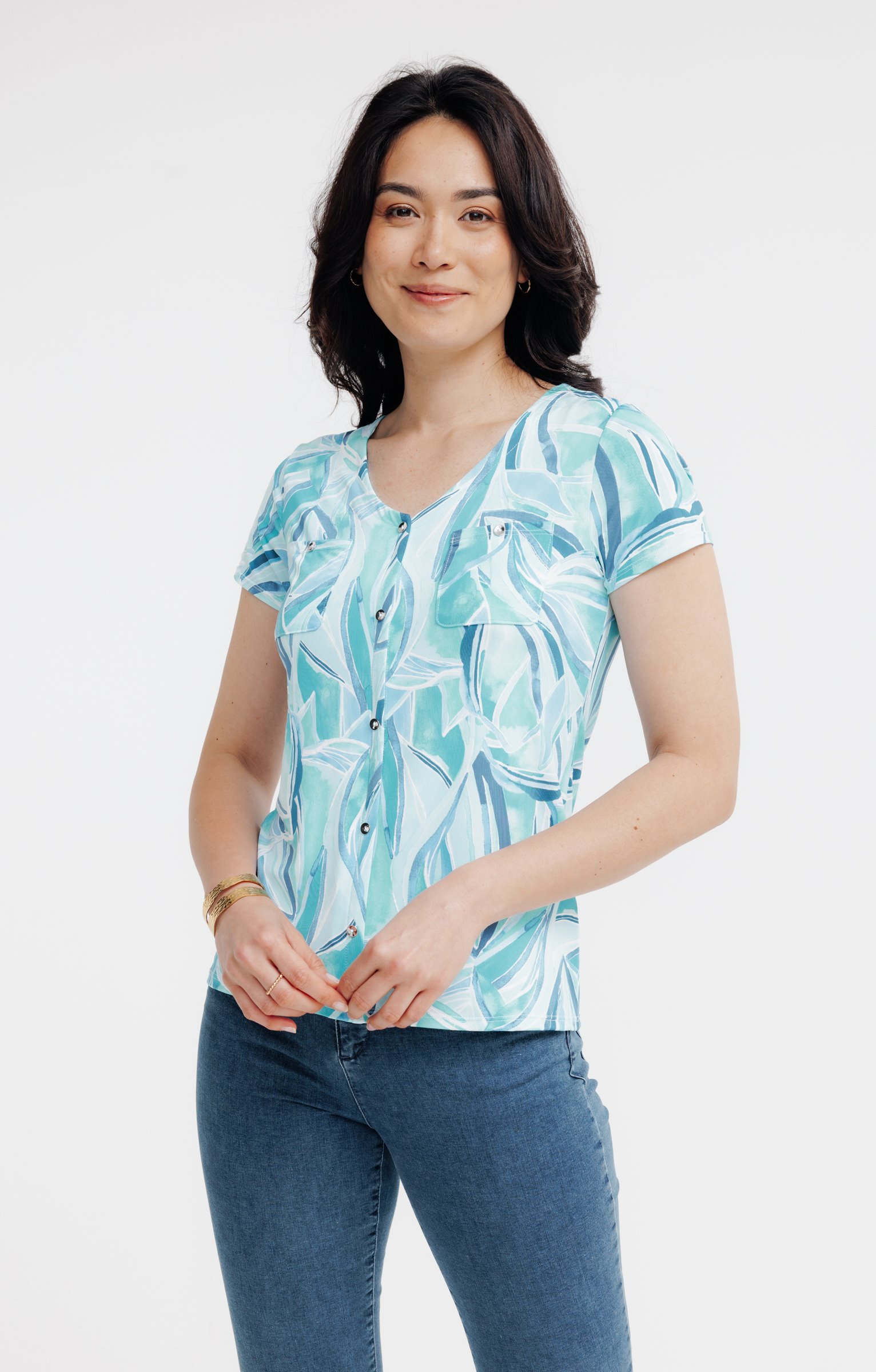 Tee-shirt imprimé poches - BLEU