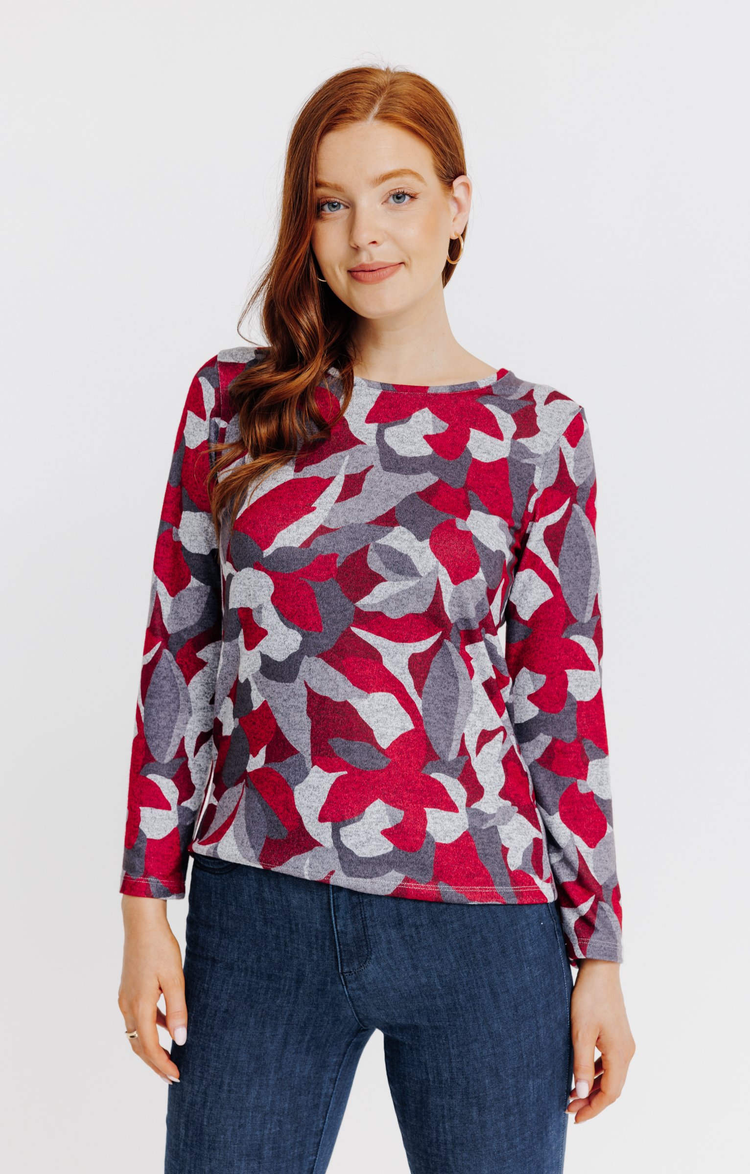 T-SHIRT IMPRIME MANCHES LONGUES - GRIS CLAIR