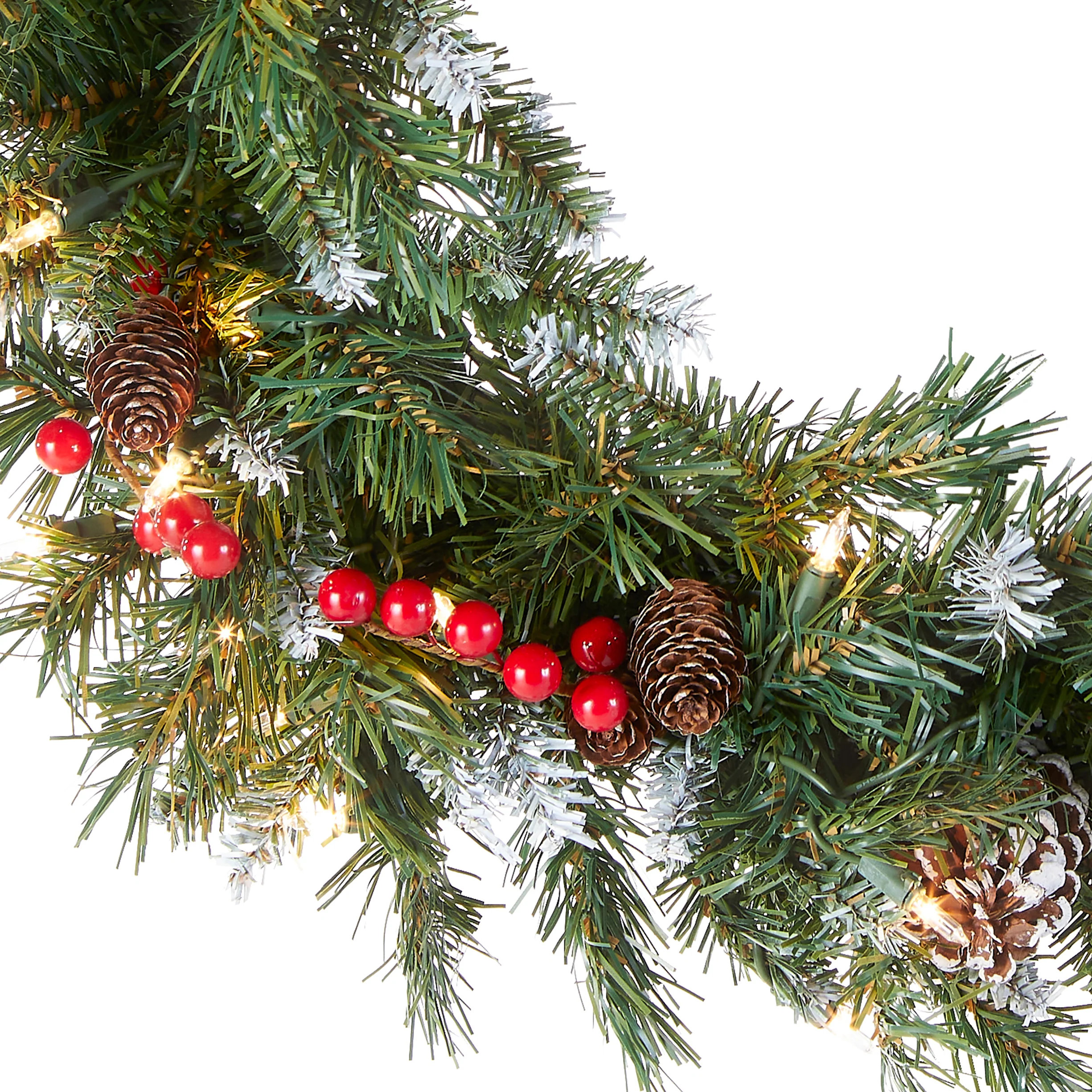 24 in. PreLit Frosted Berry Wreath with Clear Lights