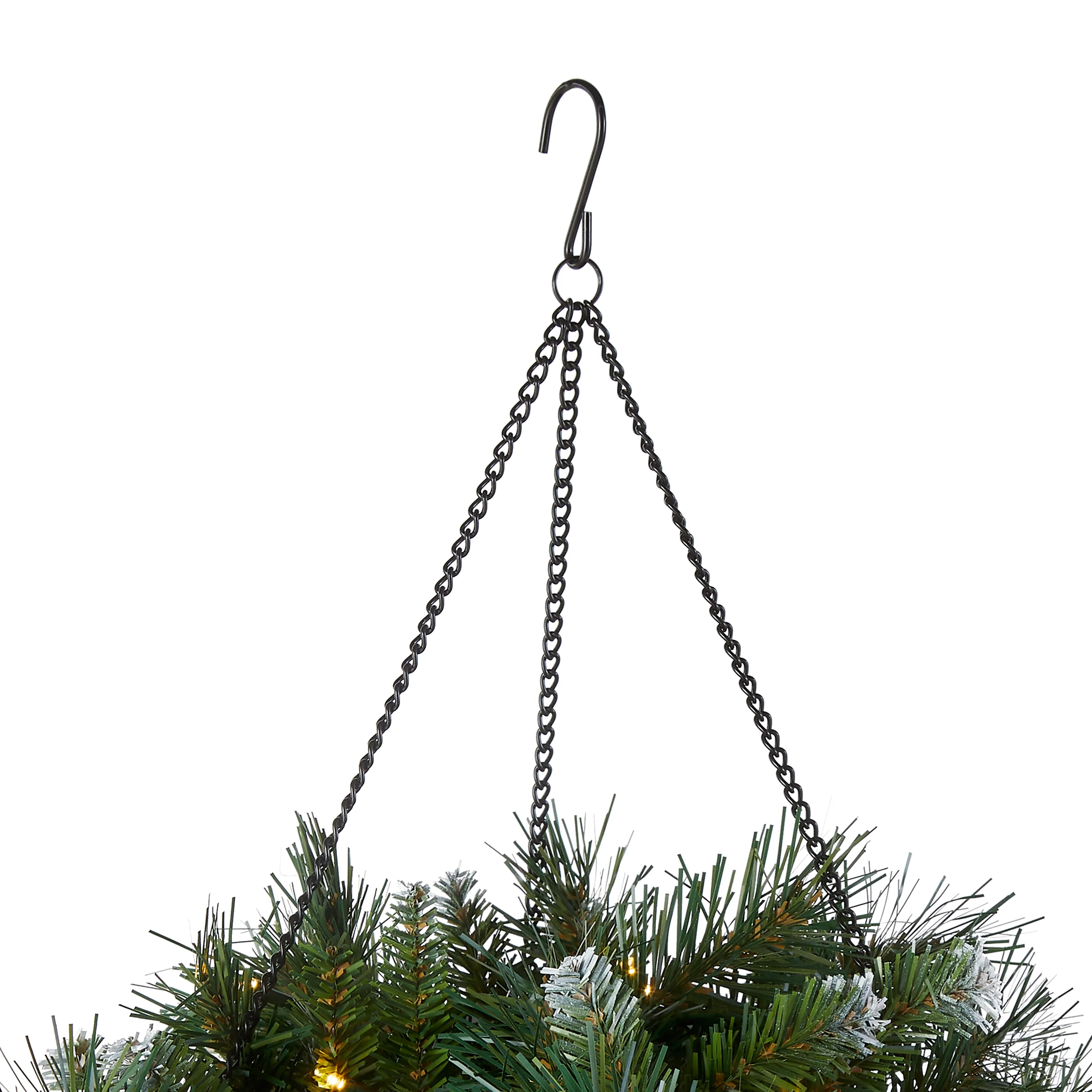 20 in. PreLit Frosted Berry Hanging Basket with LED Lights
